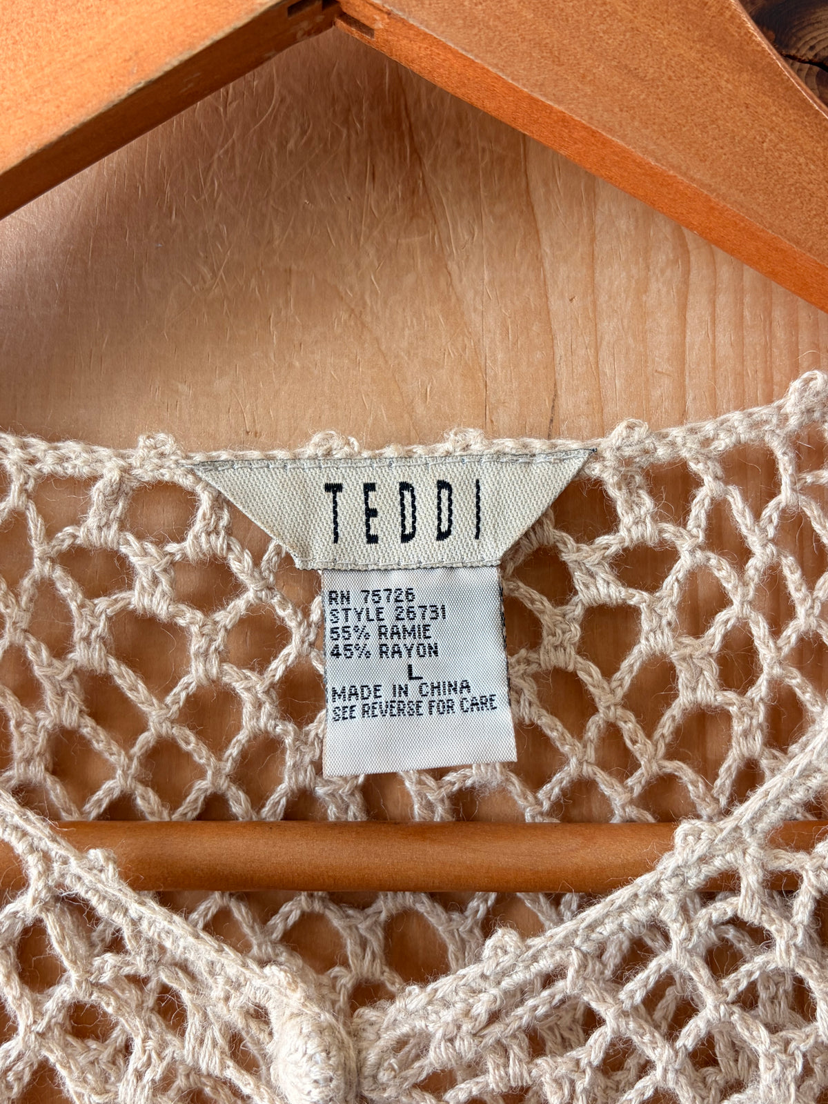 Tan Crochet Cardigan : L