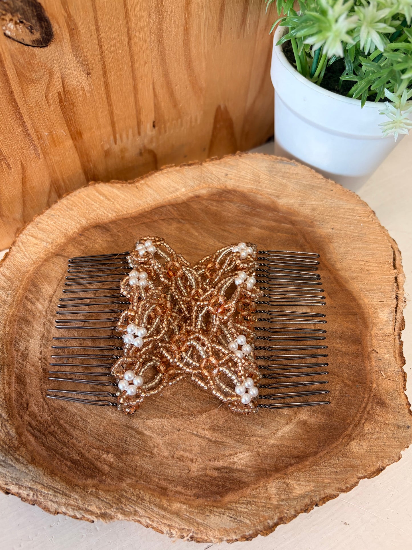 Beaded Double Comb Hair Clip