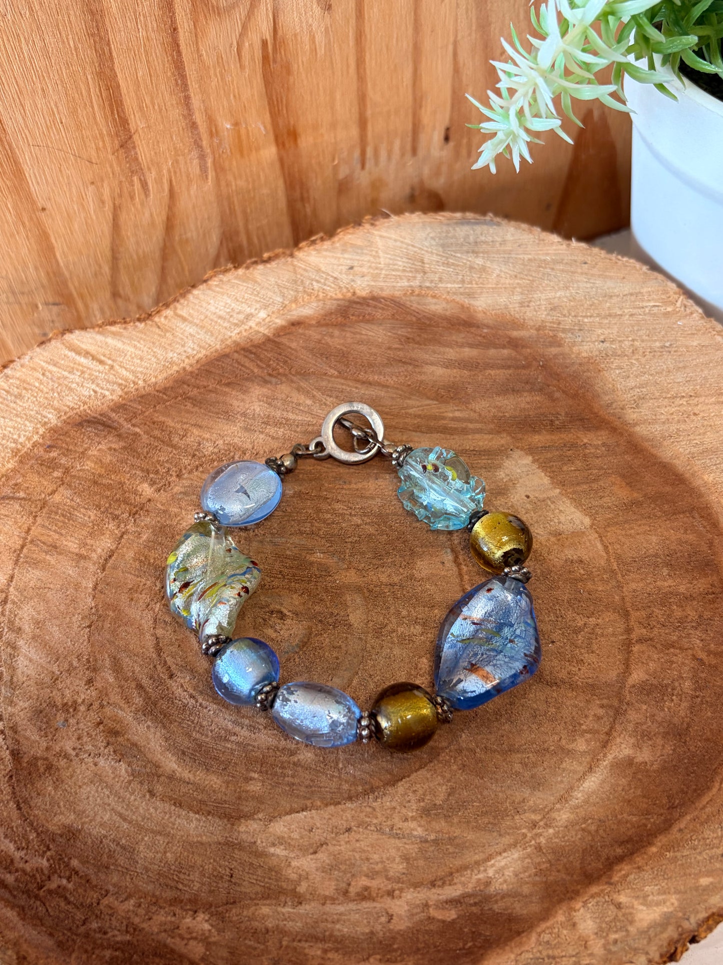 Blue Marbled Toggle Bracelet