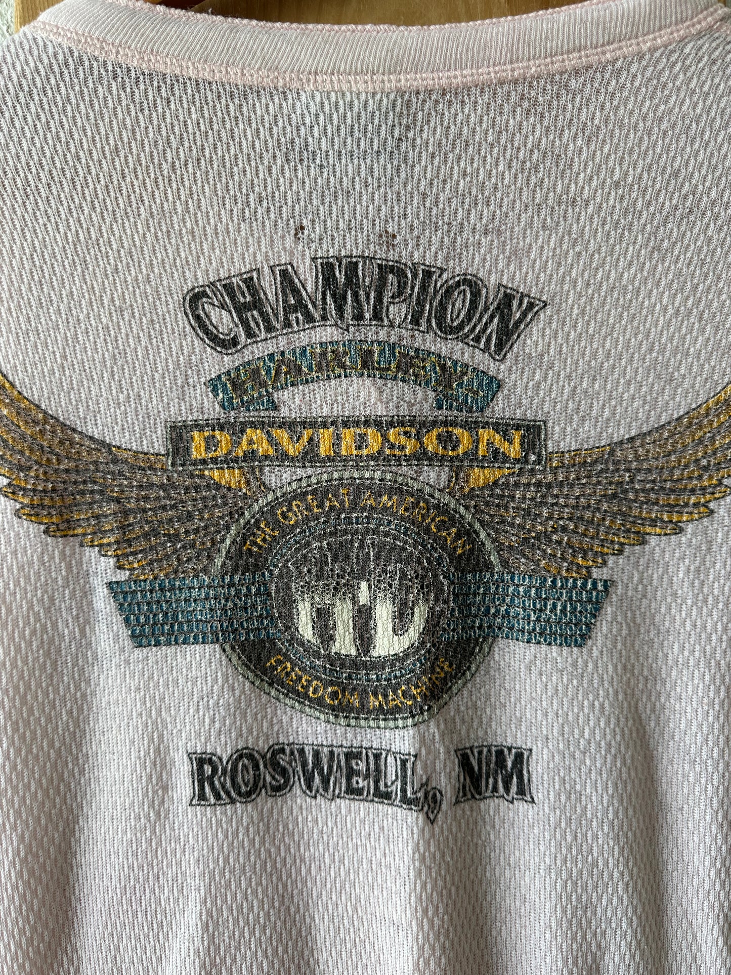 Vtg Baby Pink Harley Thermal : L