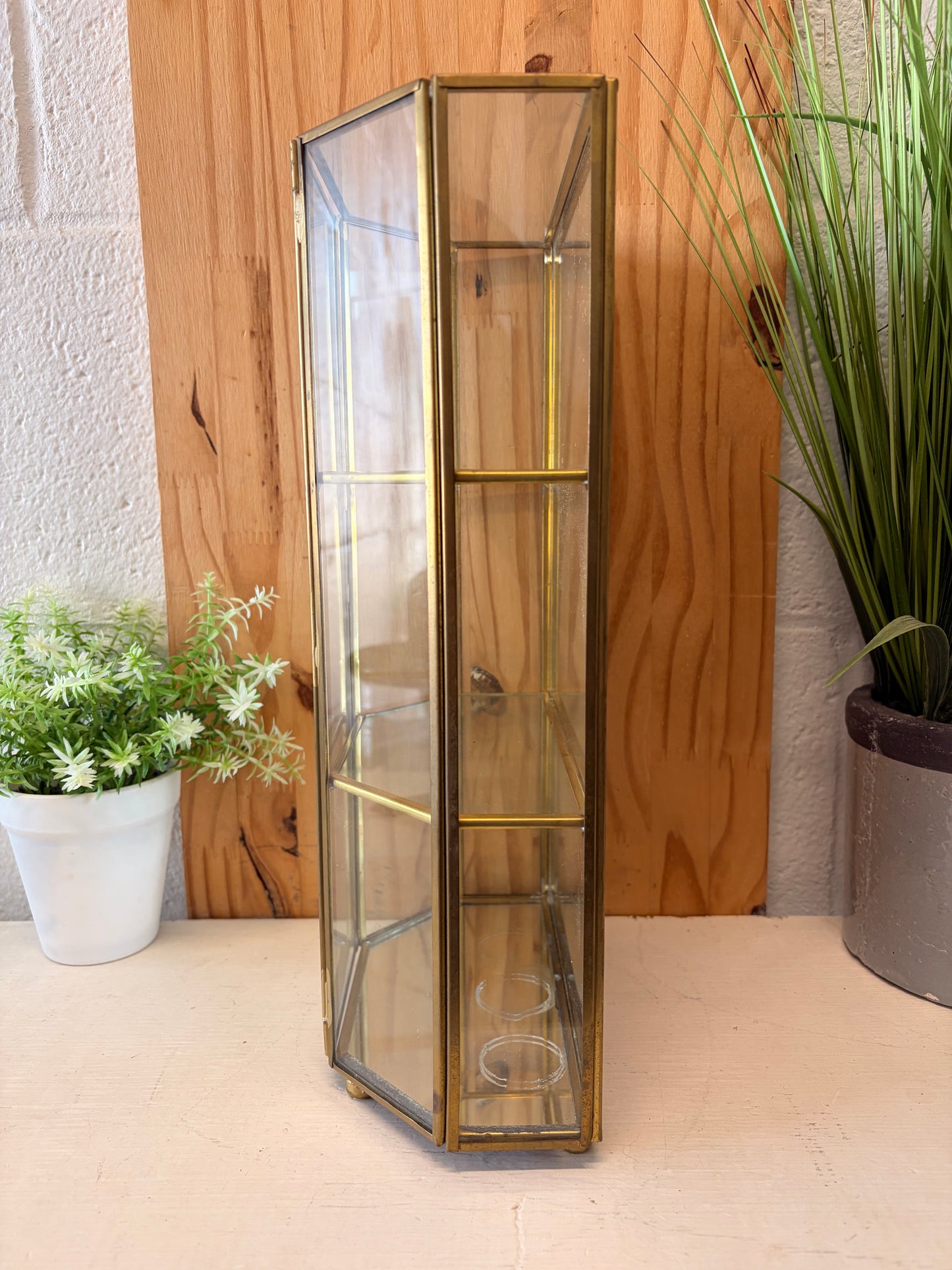 Brass Tone Mirrored Trinket Case (Local Pick Up Only)