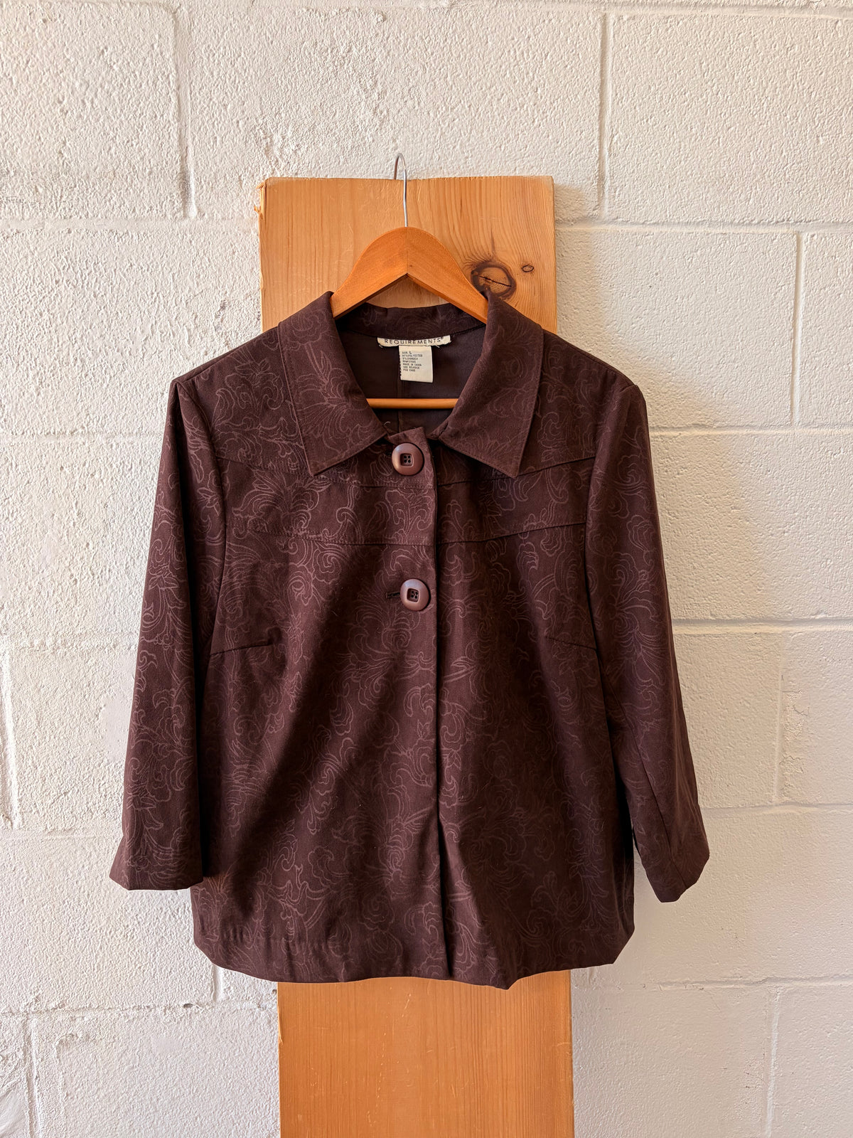 Chocolate Brown Floral Jacket : L