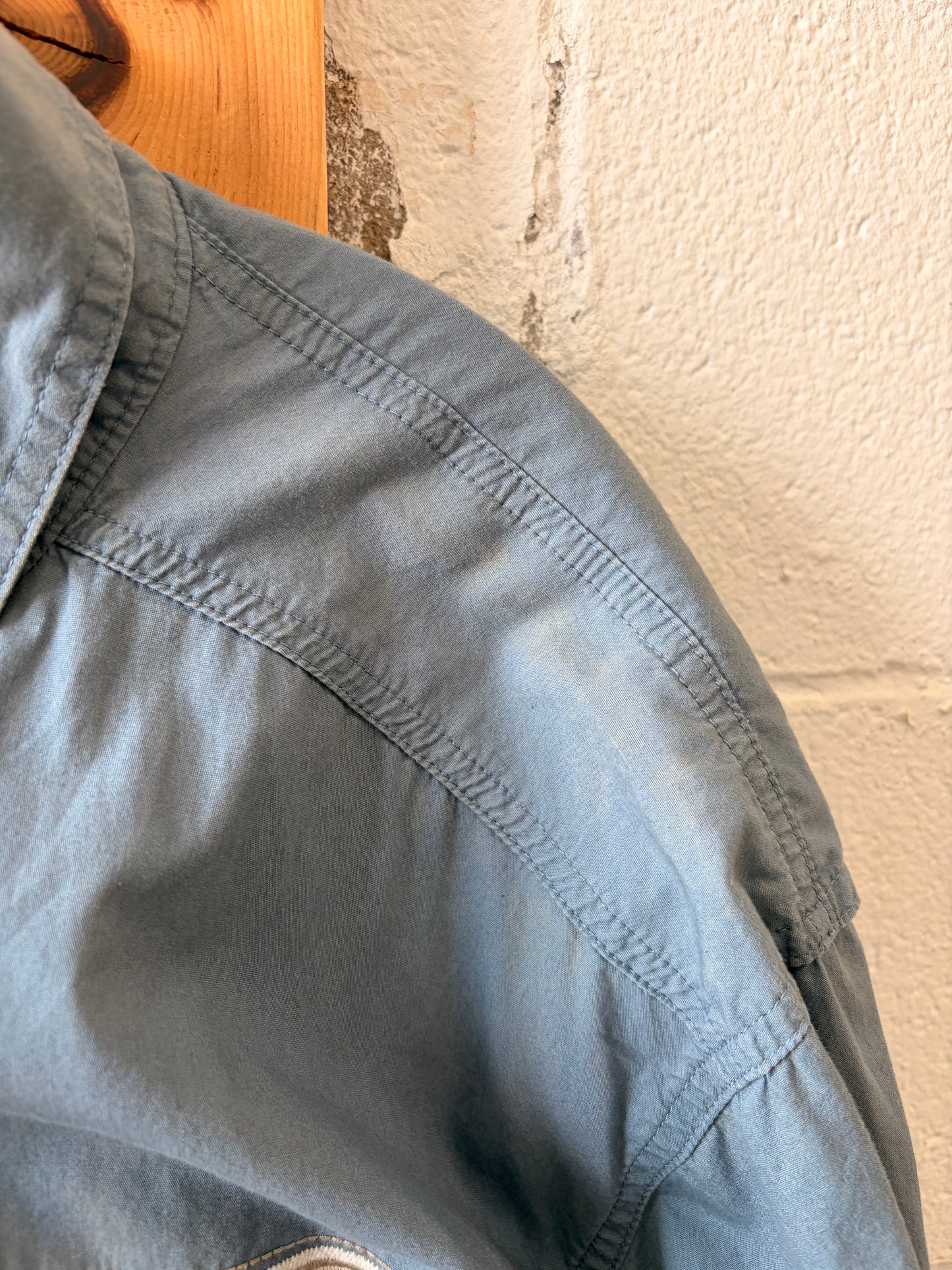 Patchwork Blue Harley Button Down : 2XL