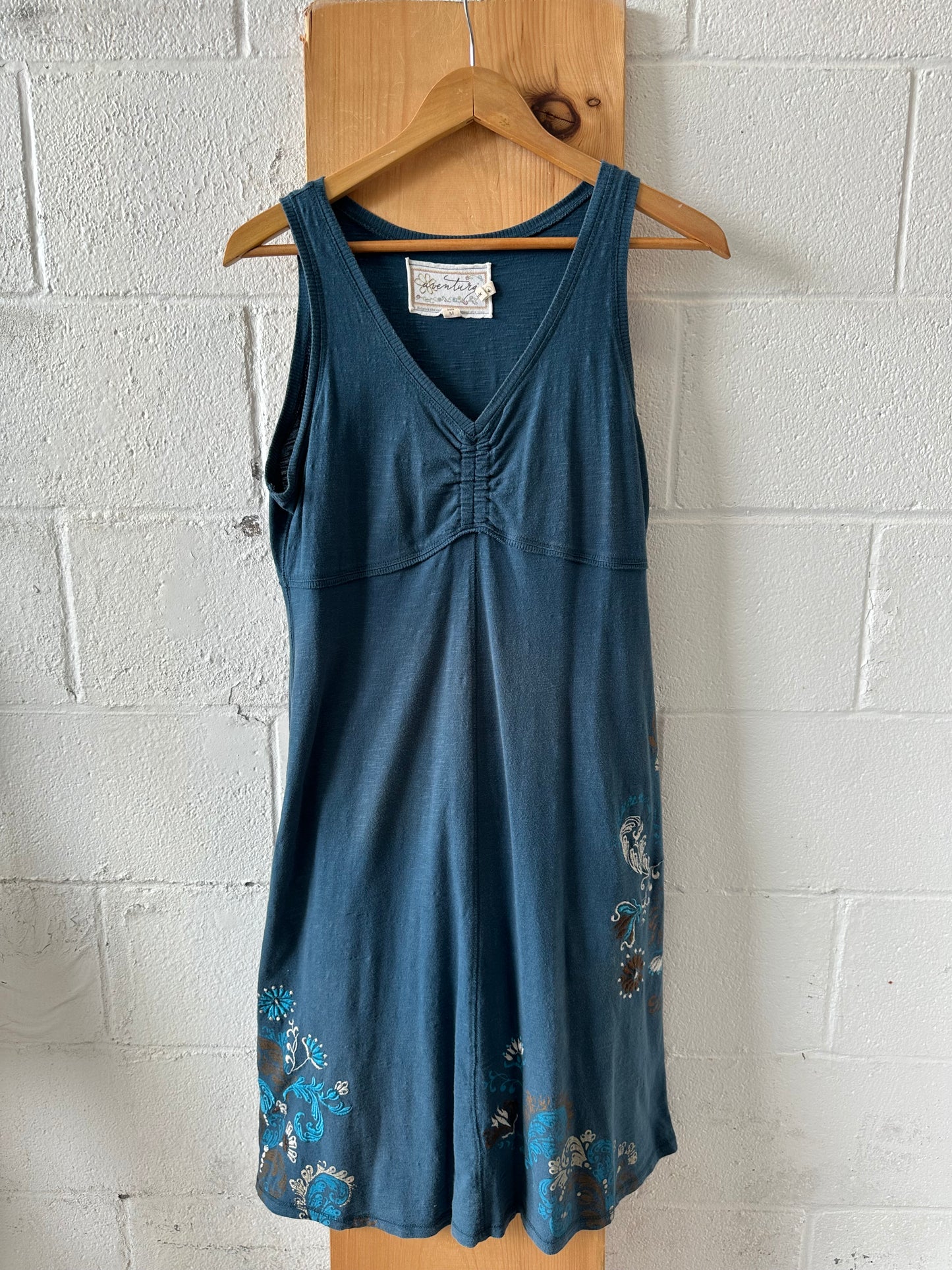 Blue Embroidered Hem Dress : M