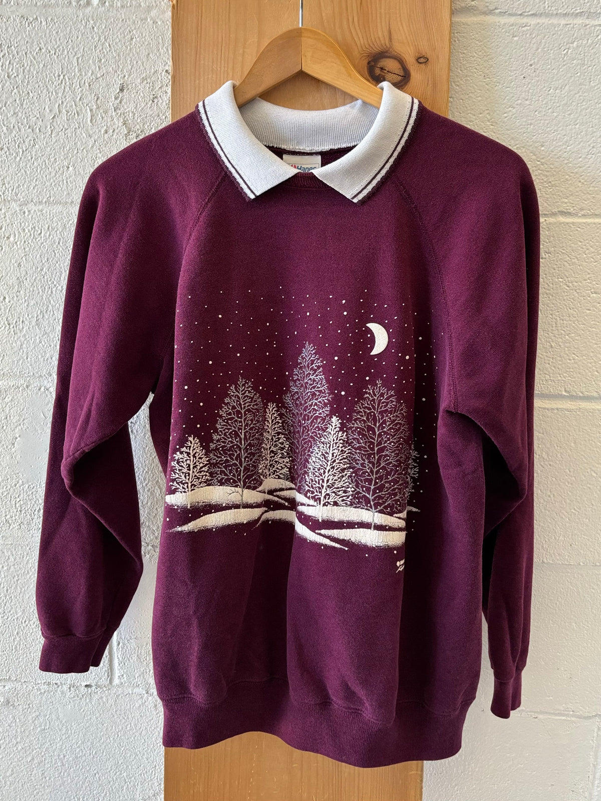 Vtg Maroon Collared Crew : L