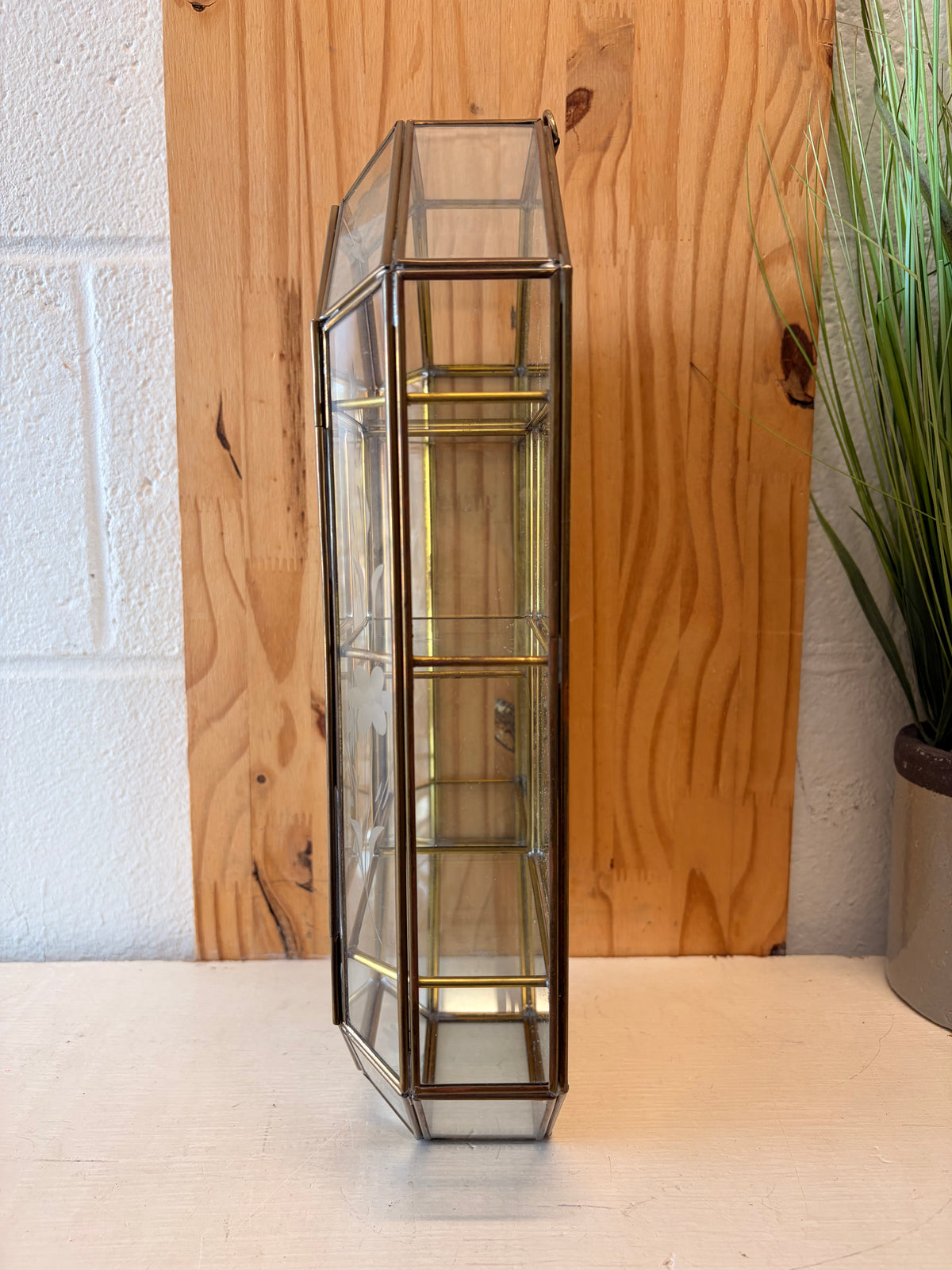 Floral Etched Glass Trinket Case (Local Pick Up Only)
