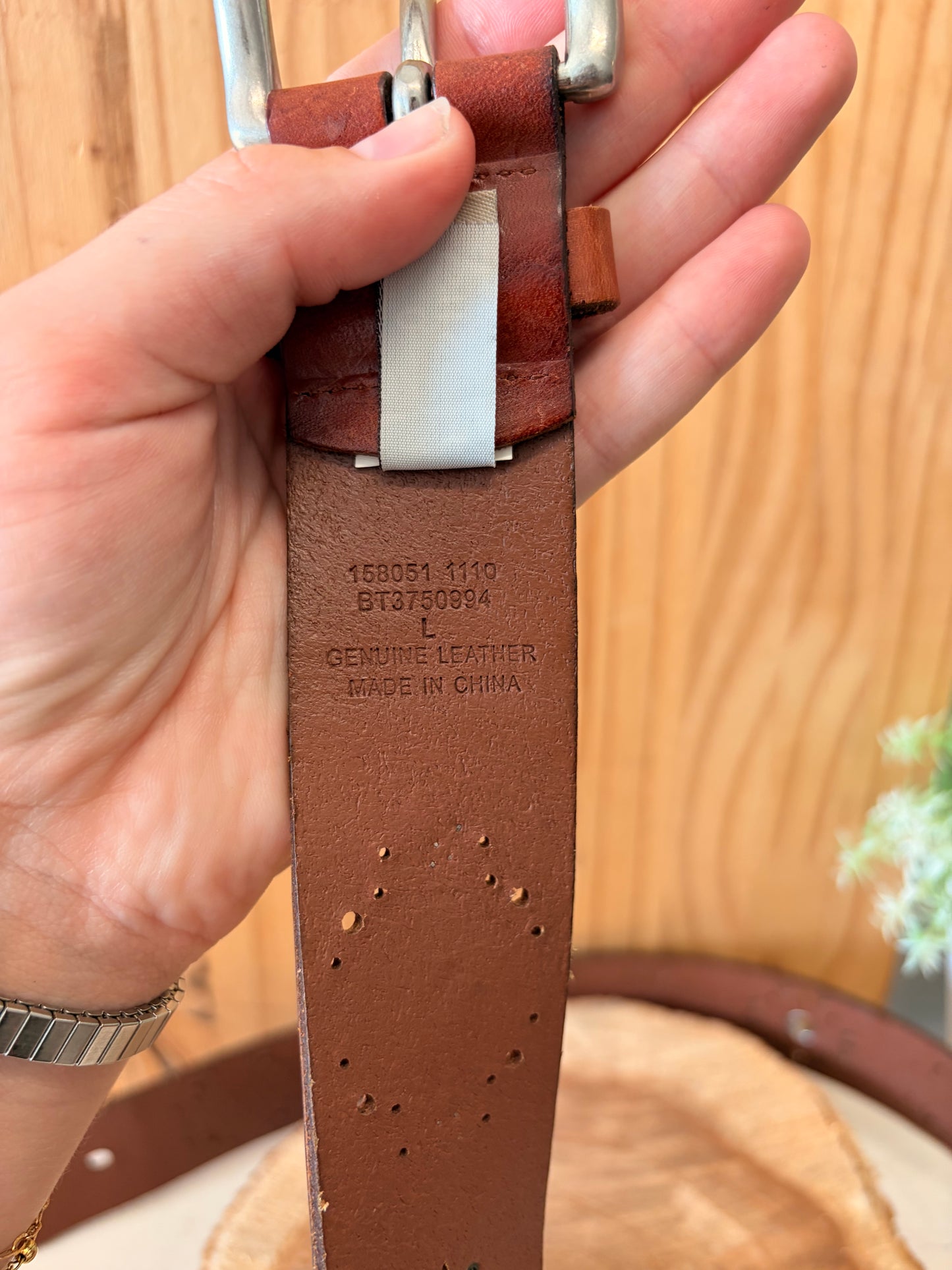 Vtg Fossil Studded Patchwork Leather Belt : L