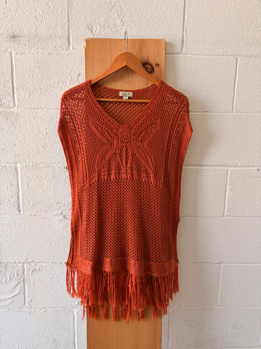 Orange Crochet Fringe Overlay : S