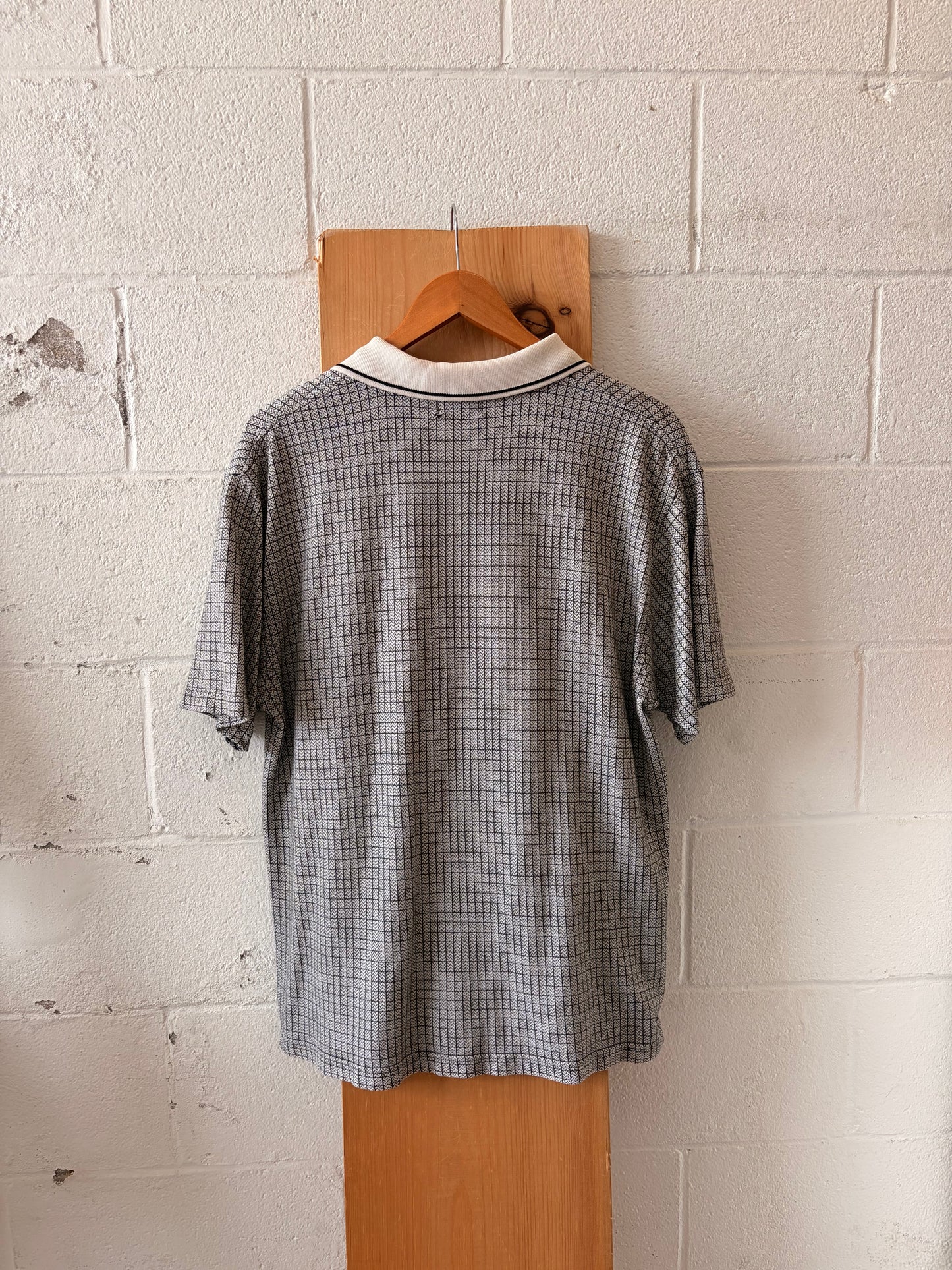 Black & White Patterned Polo : XL