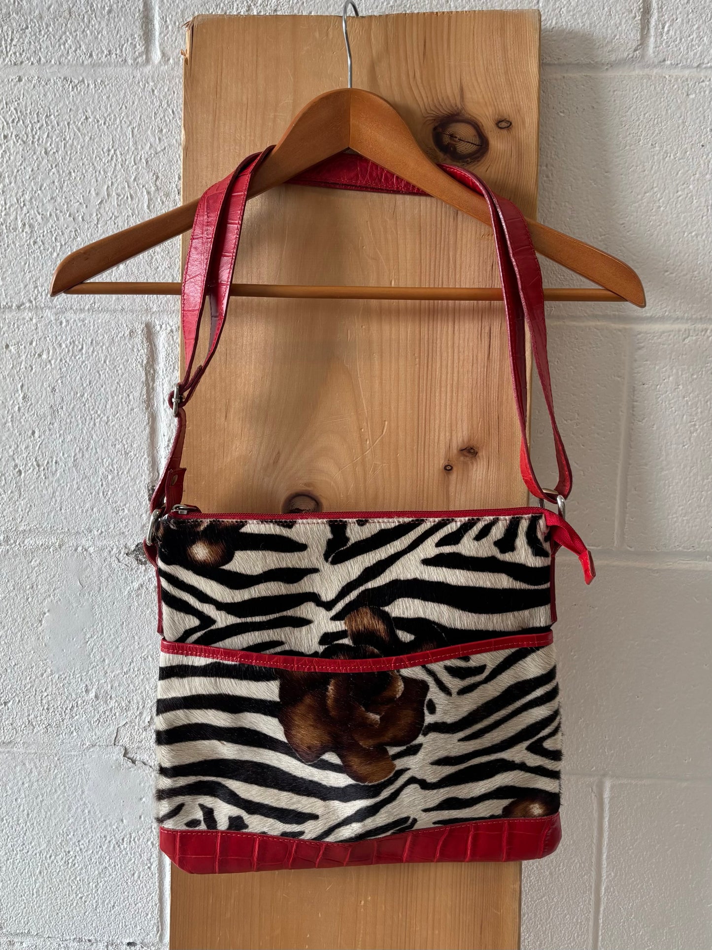 Cecconi Piero Italy Red Leather Animal Print Purse