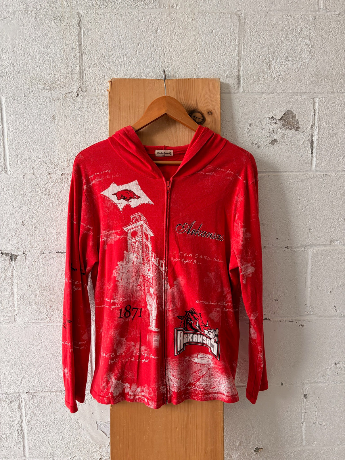 Razorback Print Zip Up Hoodie : L