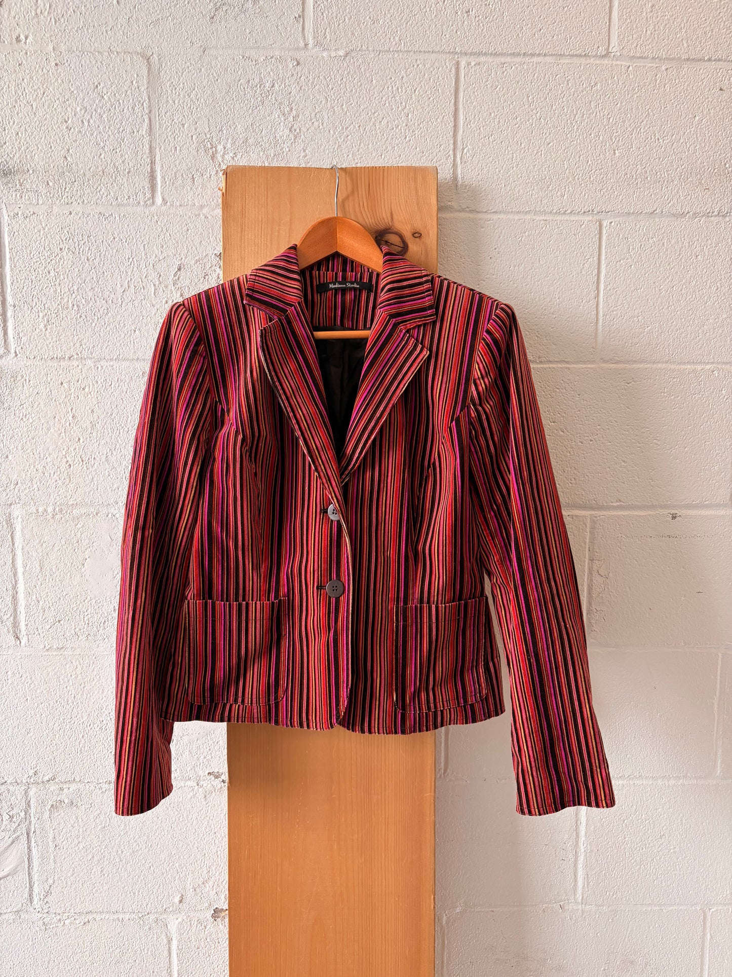 Pink & Brown Striped Blazer : M/L