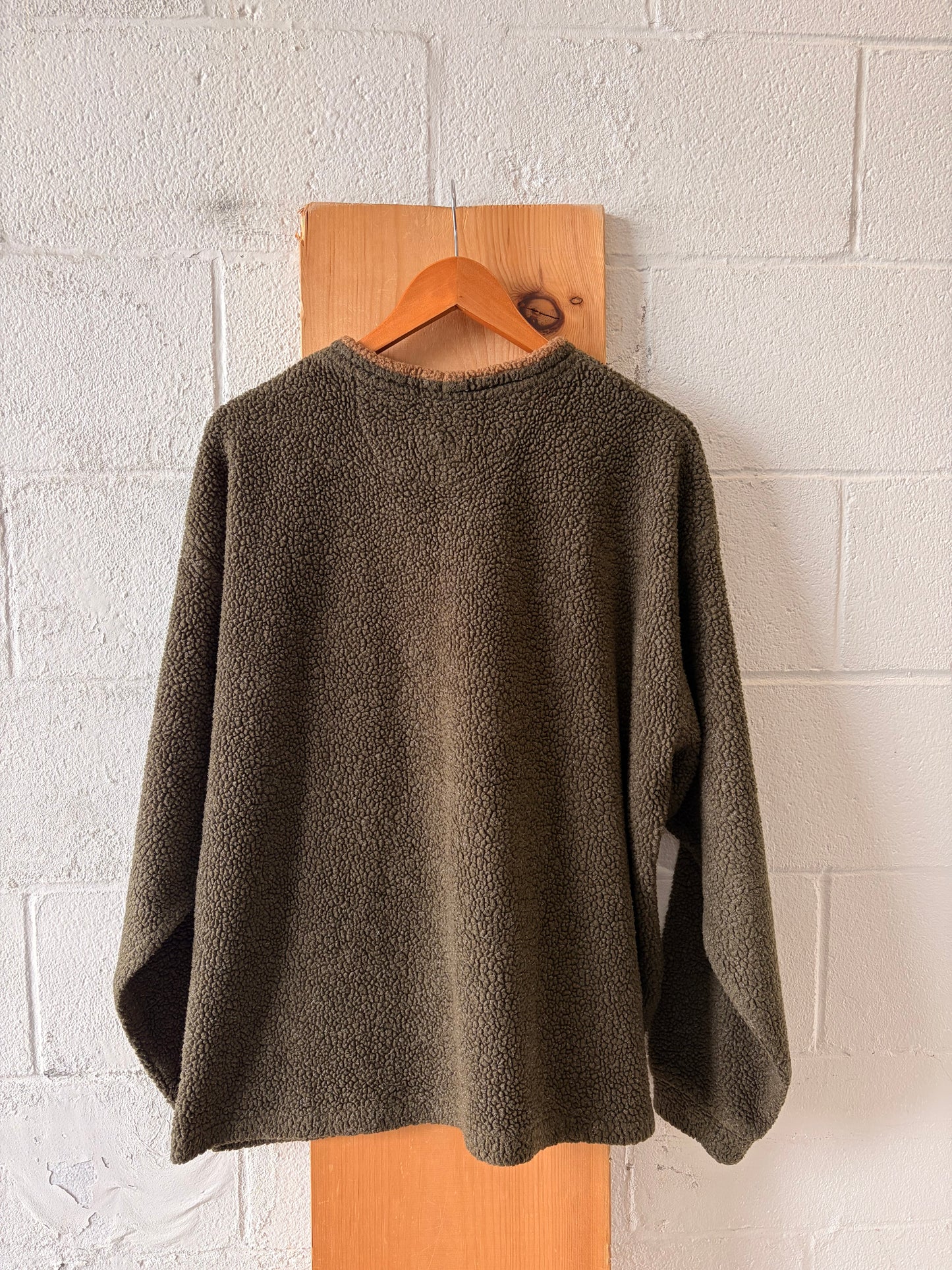Vtg Olive Green Sherpa Crew : XL
