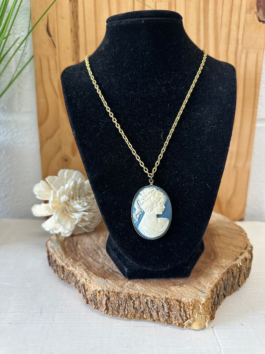 Blue Cameo Necklace