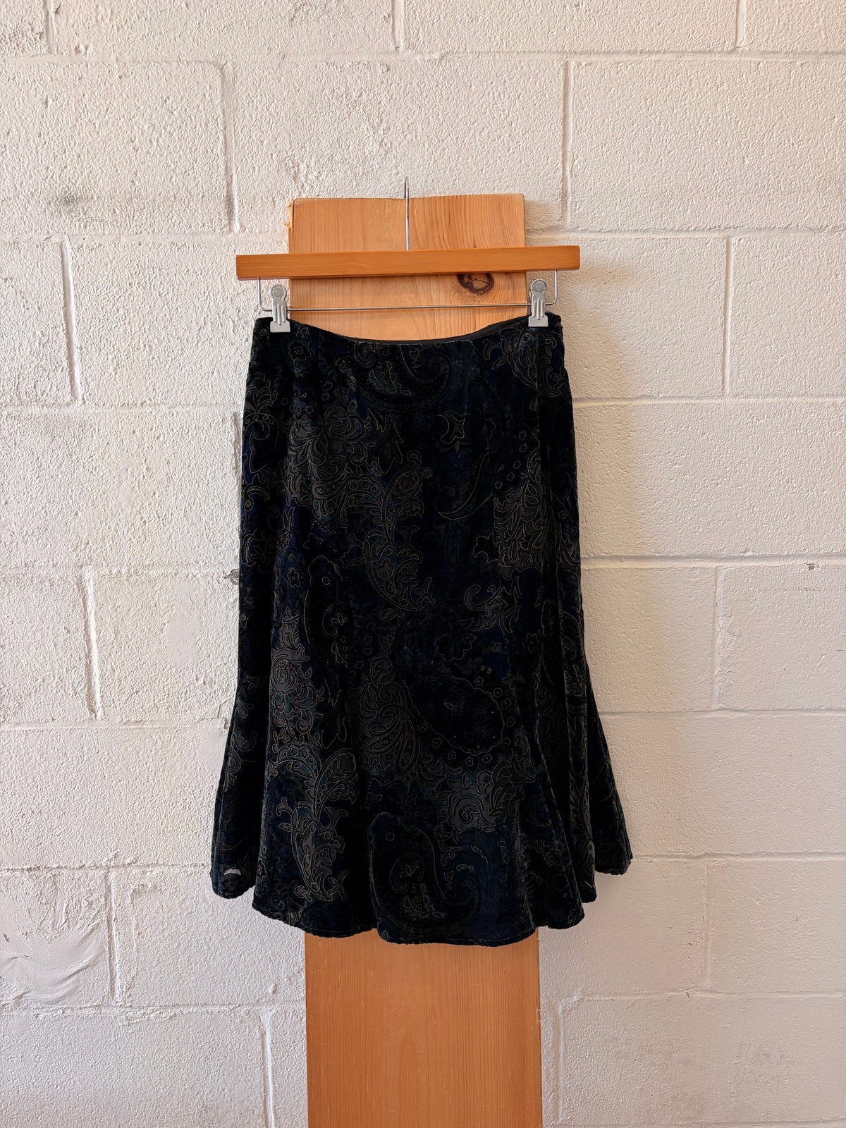 Dark Teal Paisley Velvet Skirt : 4