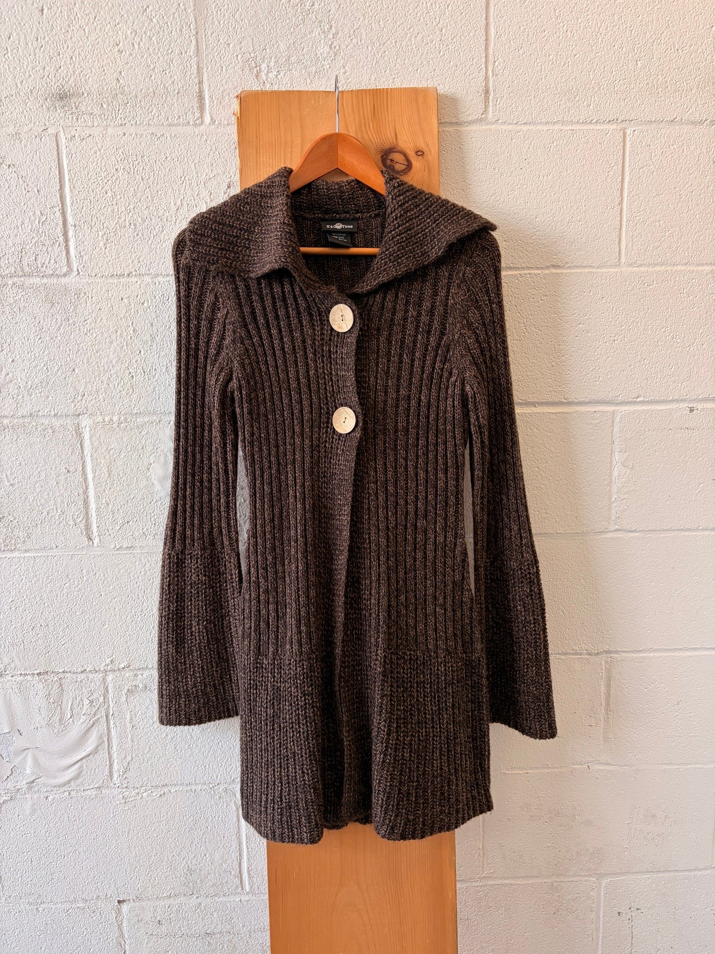 Long Brown Cardigan Sweater : M