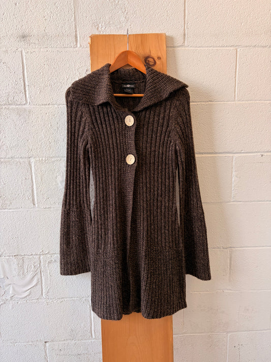 Long Brown Cardigan Sweater : M