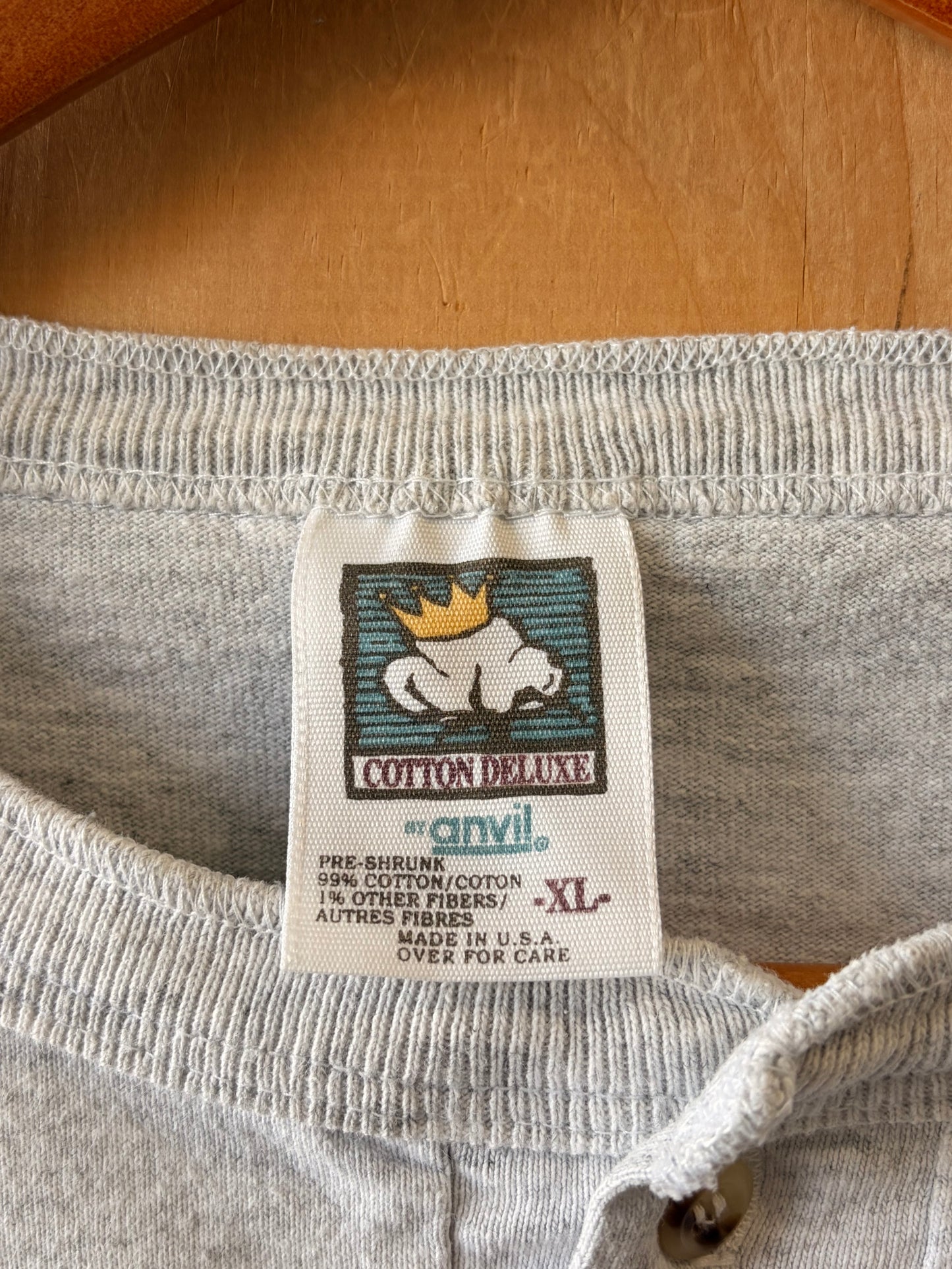 Vtg Single Stitch Yaworski's Deer Henley Tee : XL
