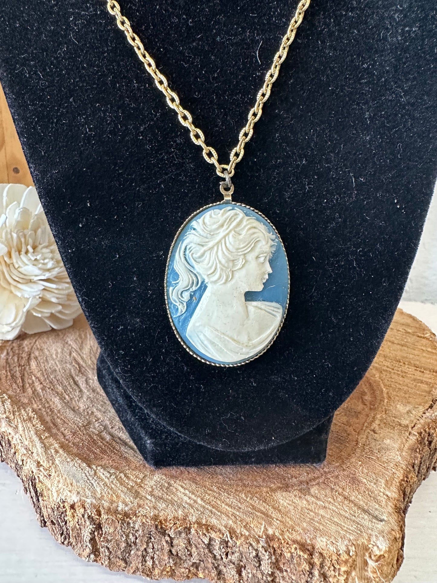 Blue Cameo Necklace