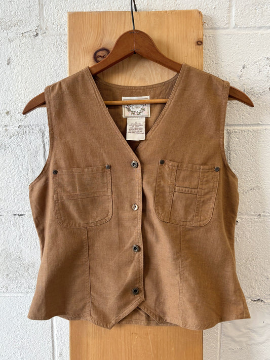 Vtg Brown Vest : Wms M