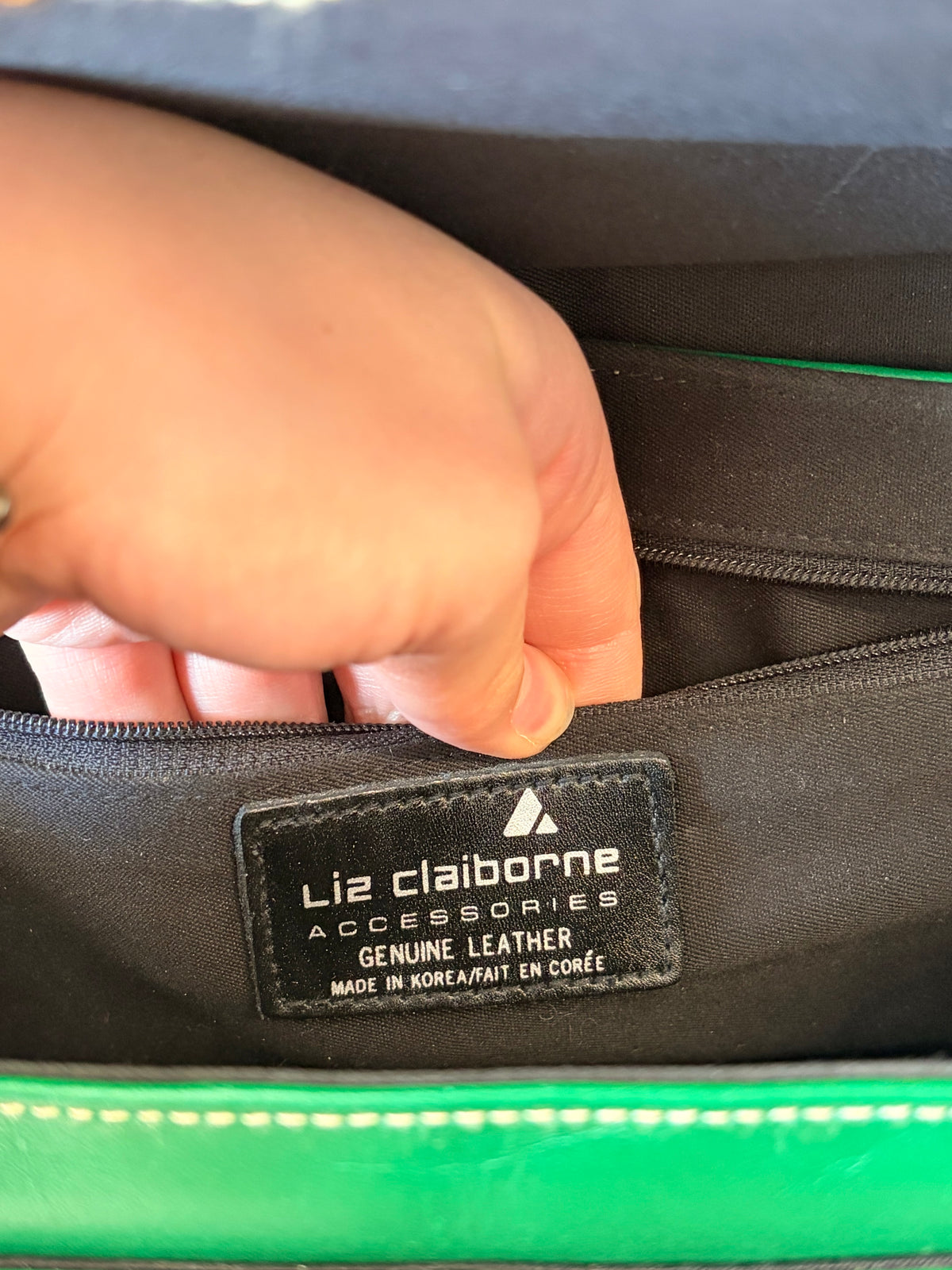 Vtg Liz Claiborne Emerald Green Leather Bag