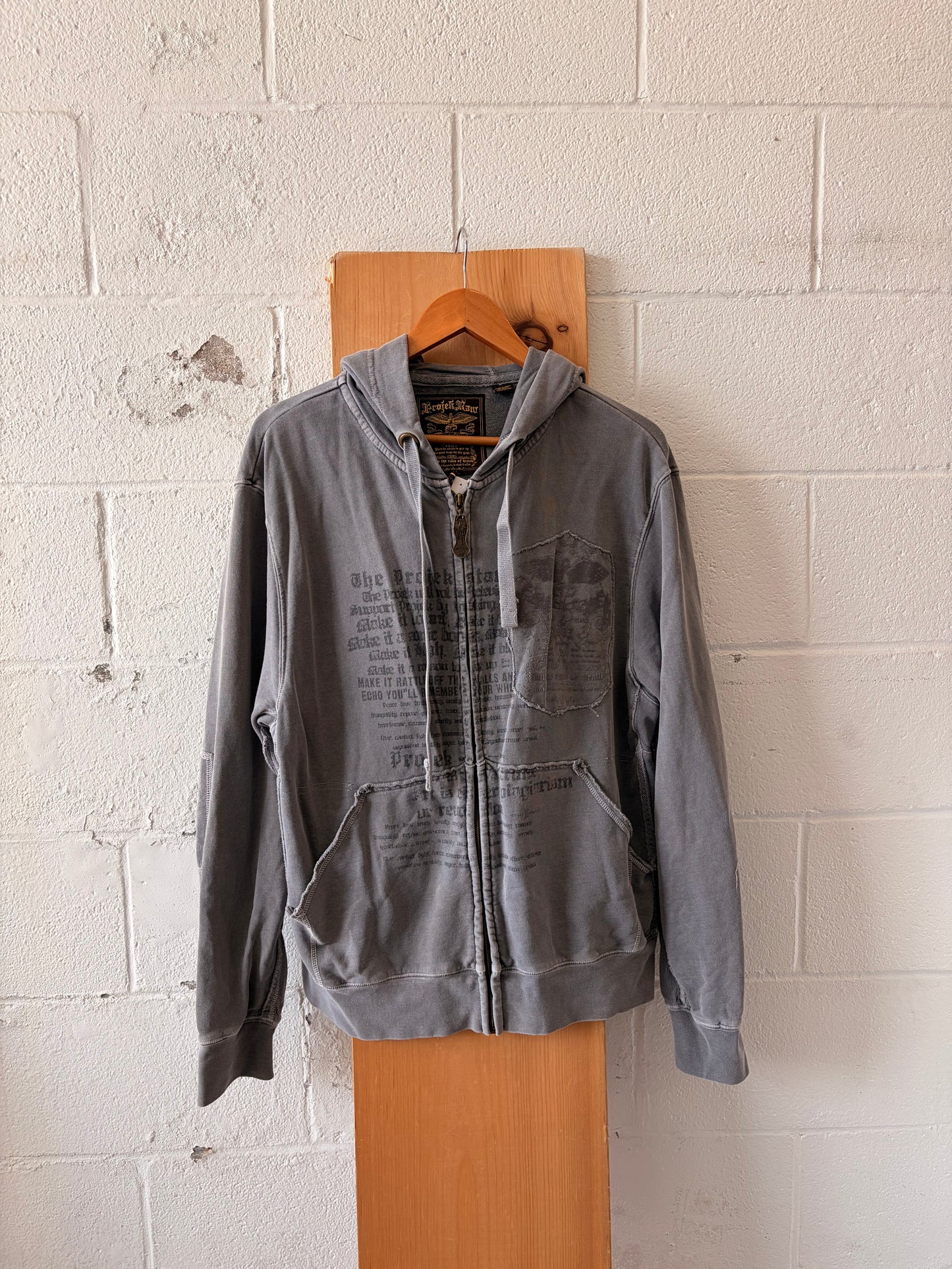 Gray Y2K Hoodie : XL