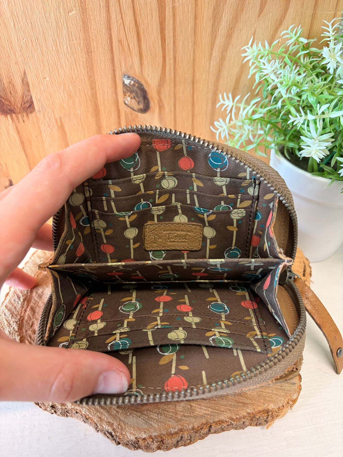 Light Brown Fossil Button Wallet