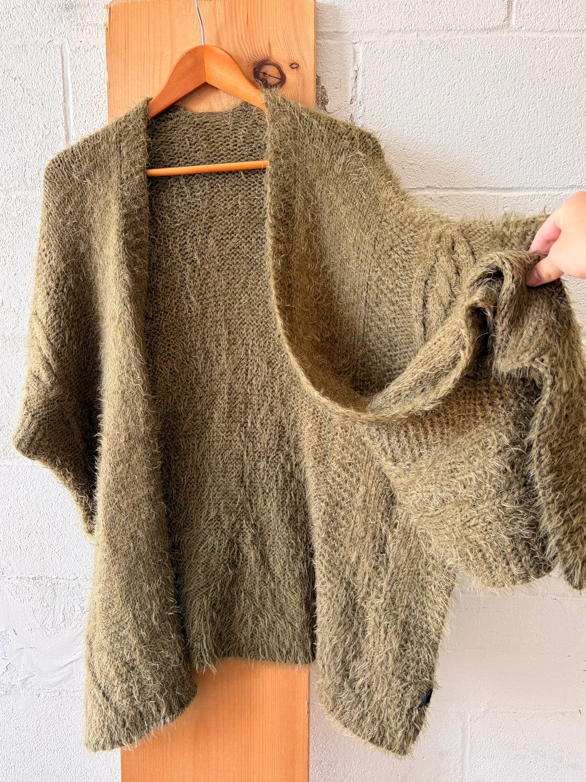 Fuzzy Green Slouchy Cardigan : OS