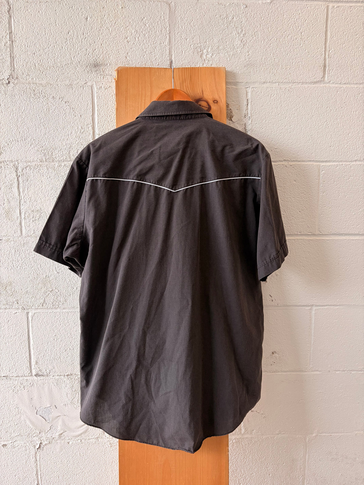 Vtg Black & White Pearl Snap : XL