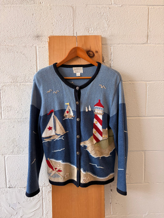 Hand Embroidered Nautical Cardigan : L