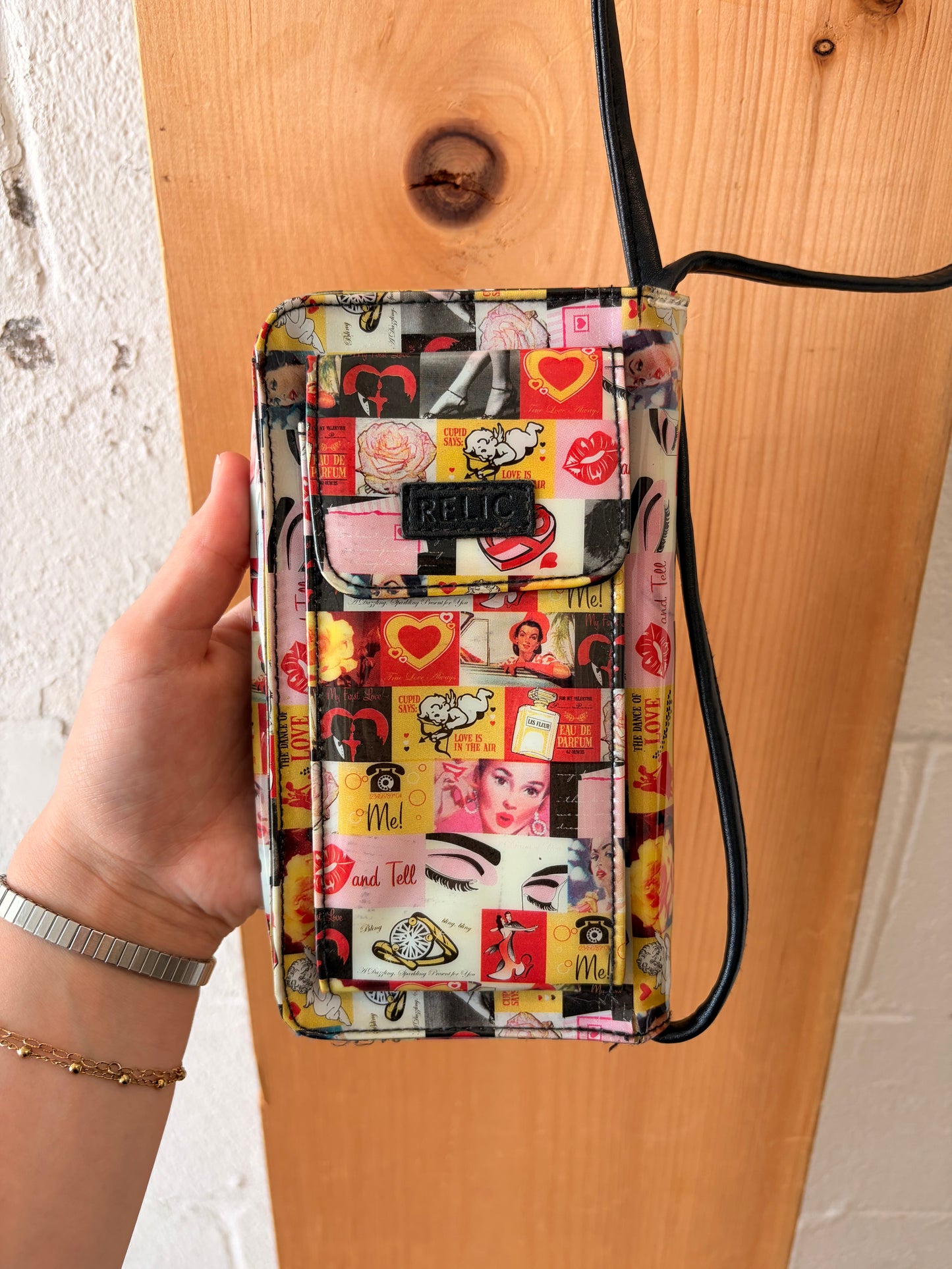 Relic Collage Printed Crossbody Wallet / Purse