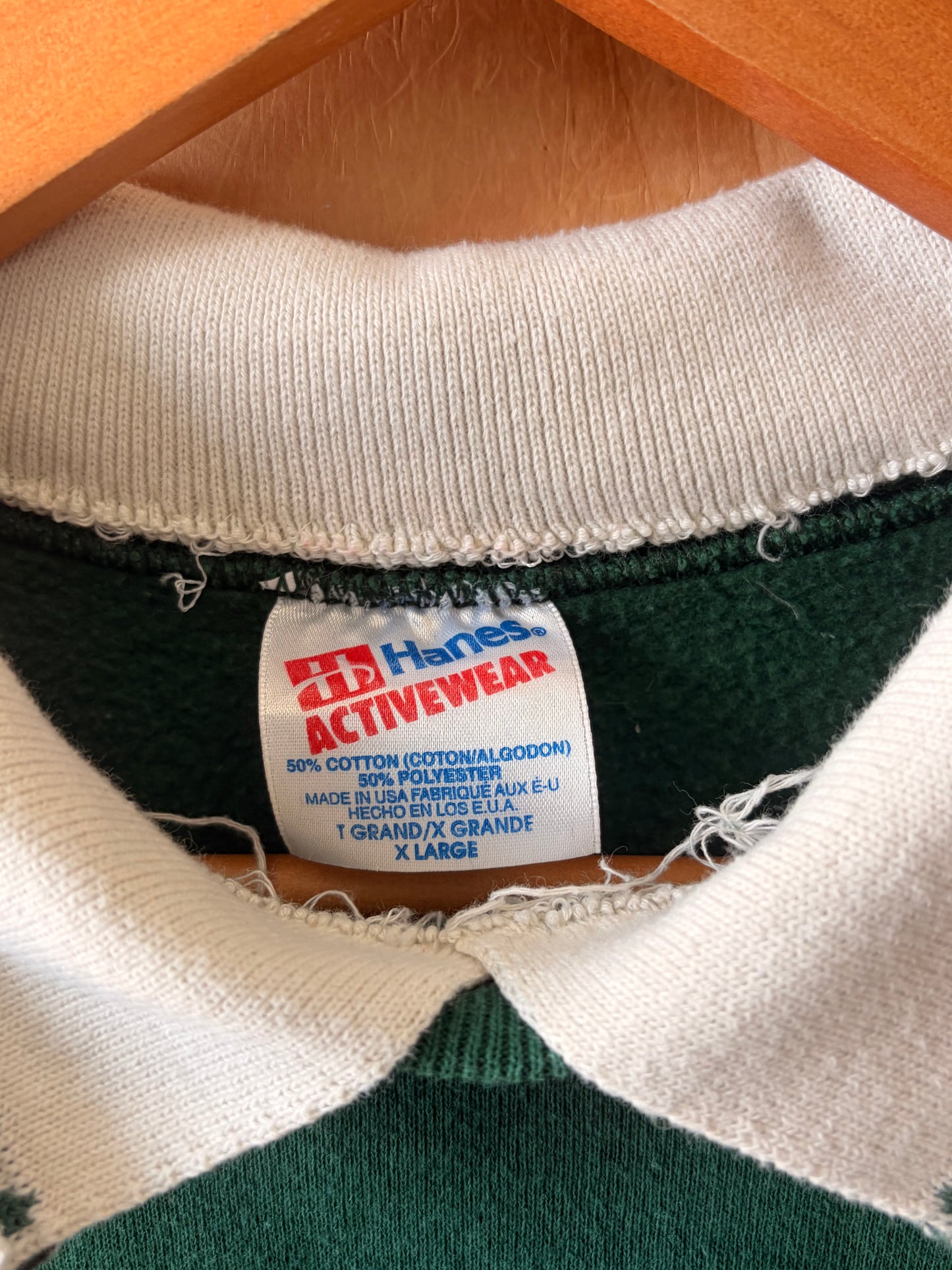 Vtg Green Farm Collared Crew : XL