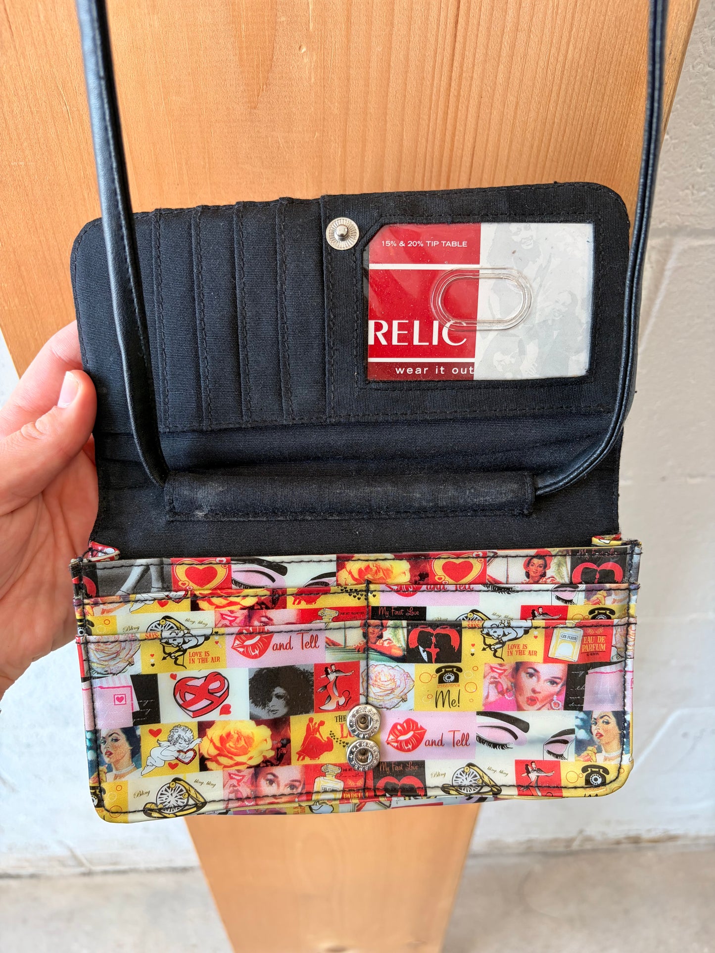 Relic Collage Printed Crossbody Wallet / Purse