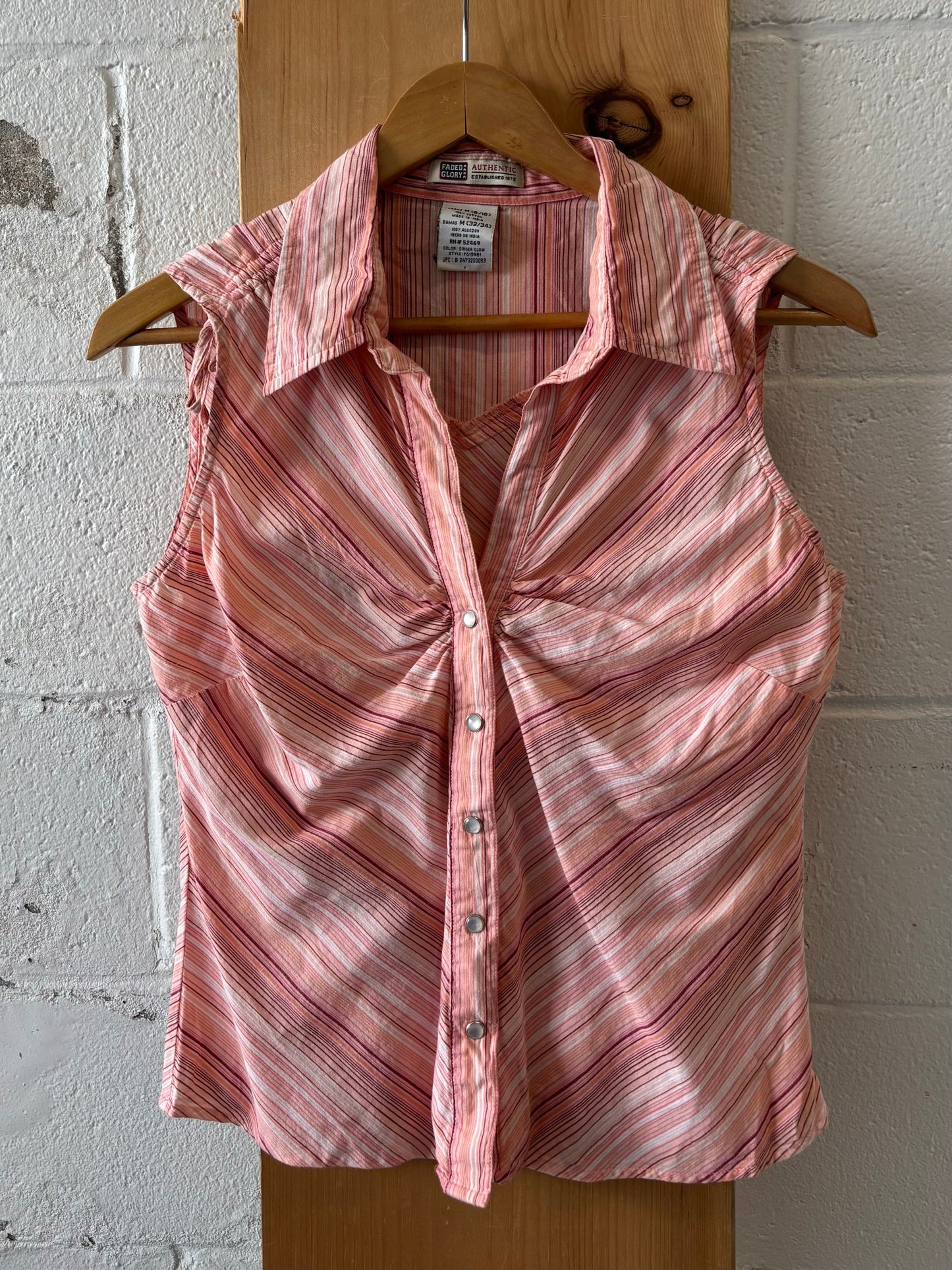 Striped Pink Sleeveless Top : M