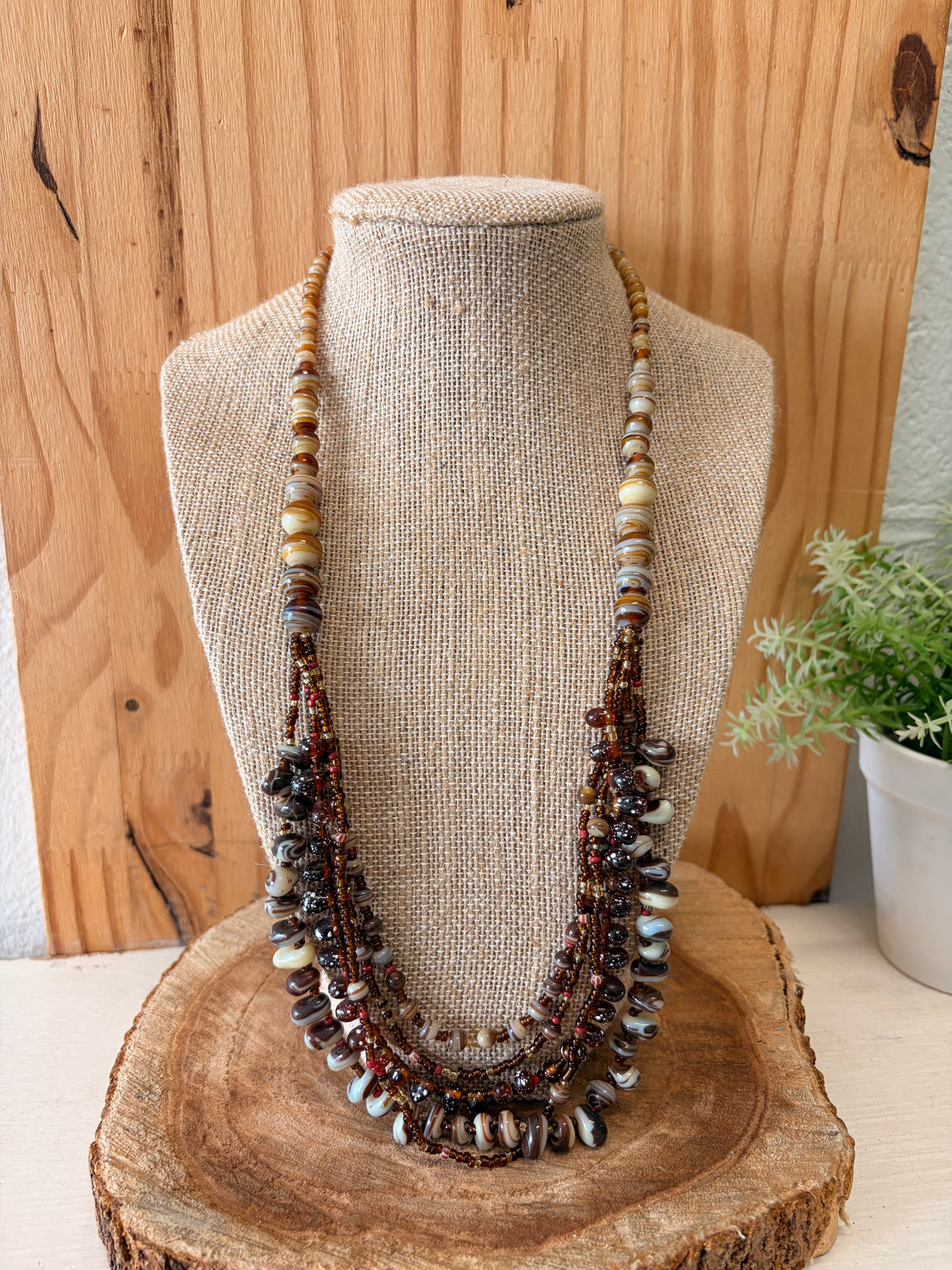 Layered Neutral Beaded Necklace