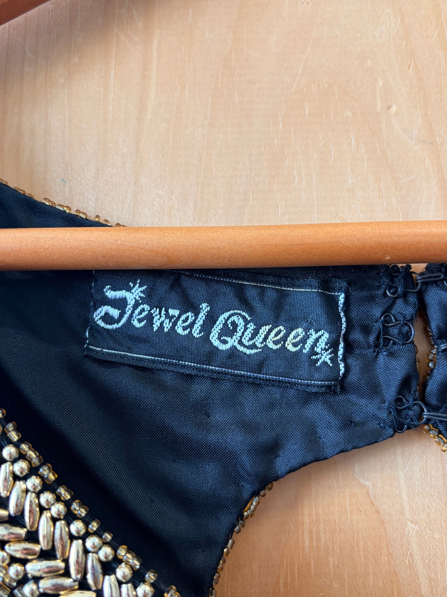 Vtg Jewel Queen Silk Beaded Gown : B6