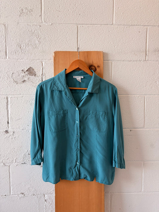 Teal Silk Blouse : XL