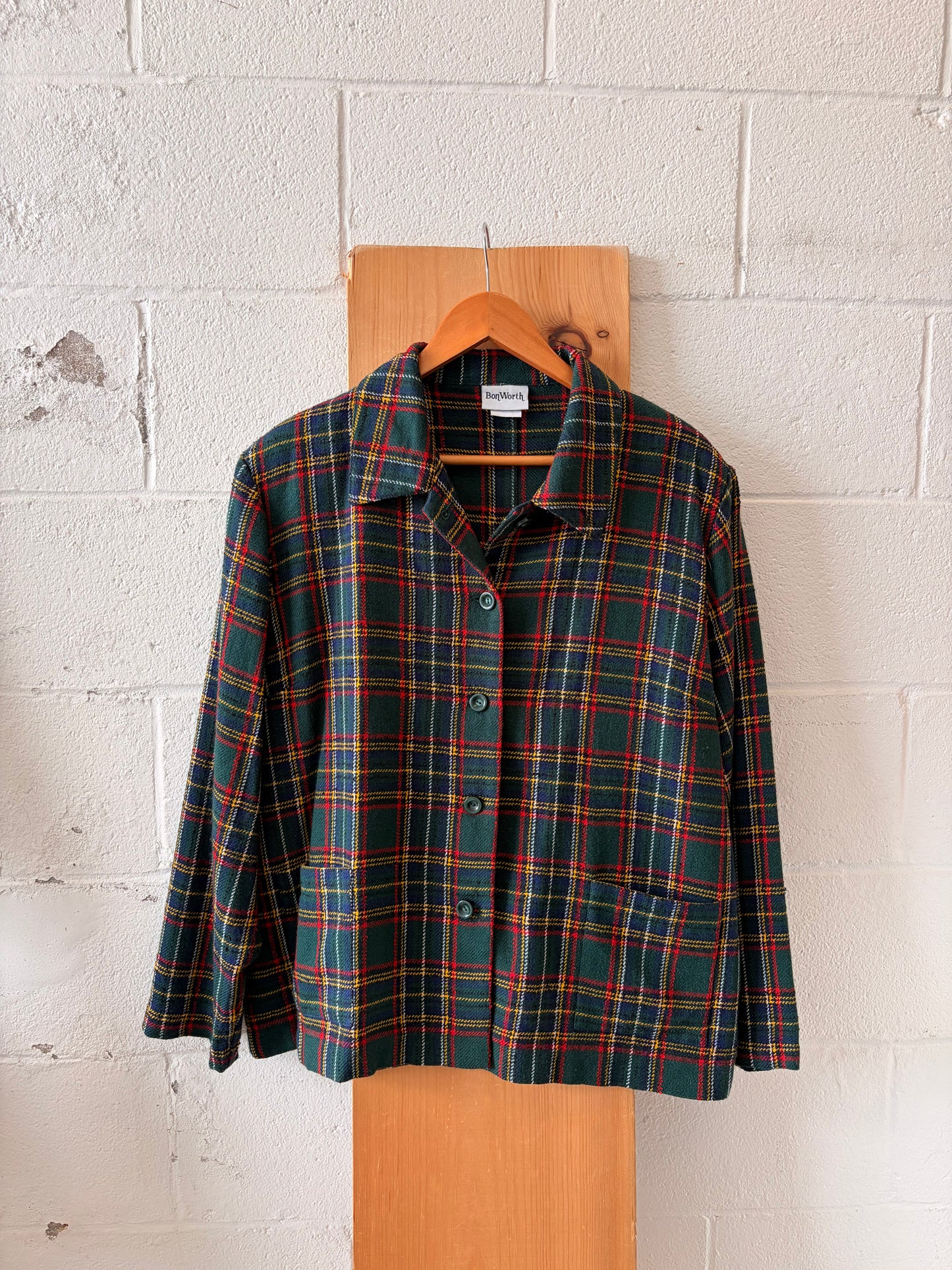 Plaid Button Down Jacket : Xl