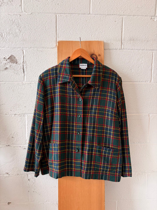 Plaid Button Down Jacket : Xl