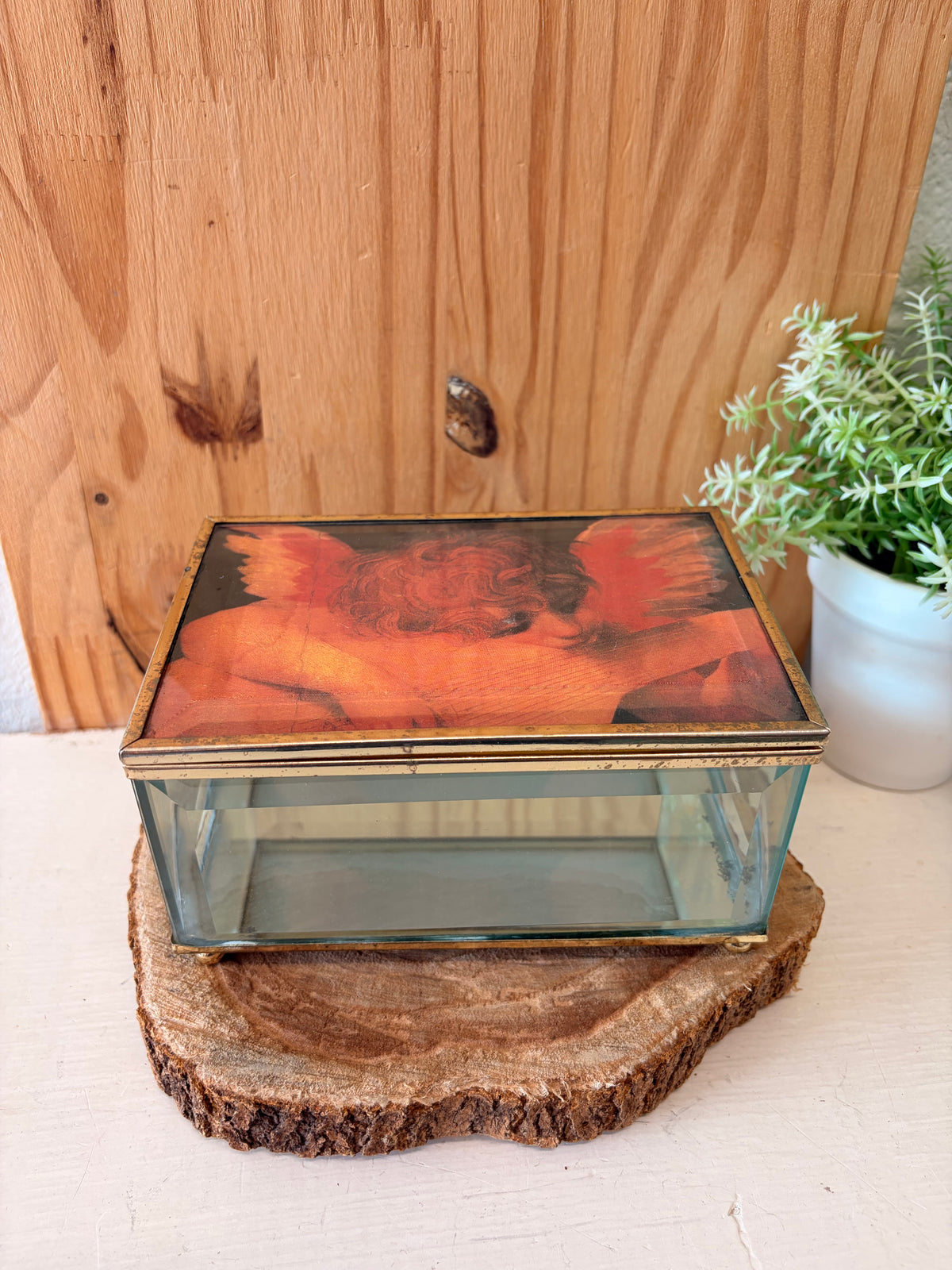 Vtg Mirrored Angel Trinket Box (Local Pick Up Only)