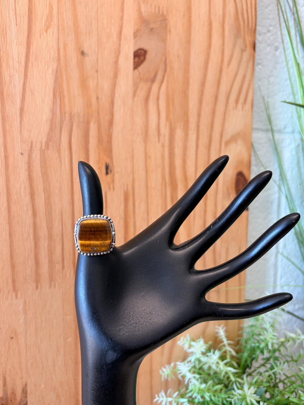 925 Silver Tigers Eye Ring : Size 6