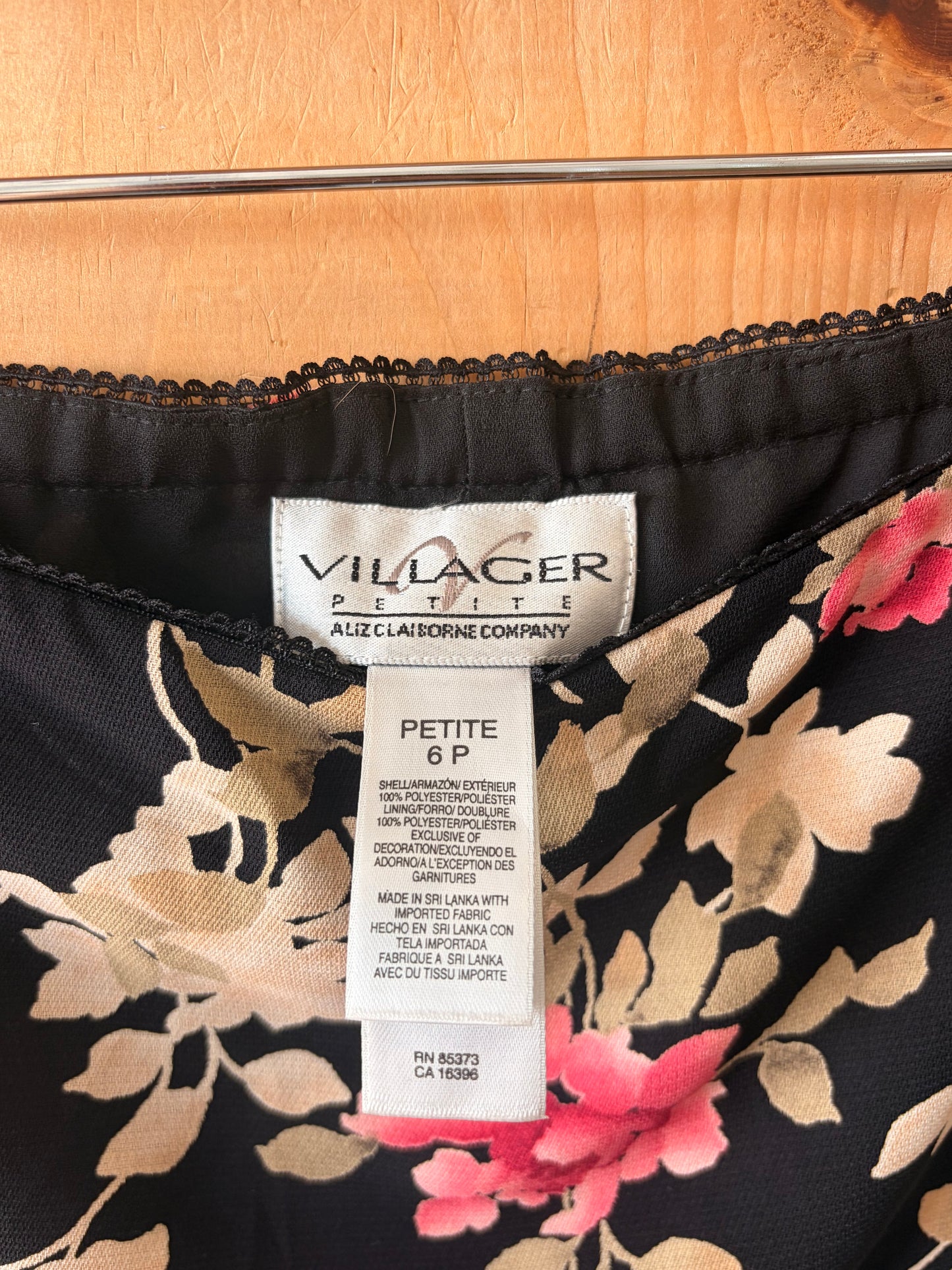 Pink & Black Floral Skirt : 6P
