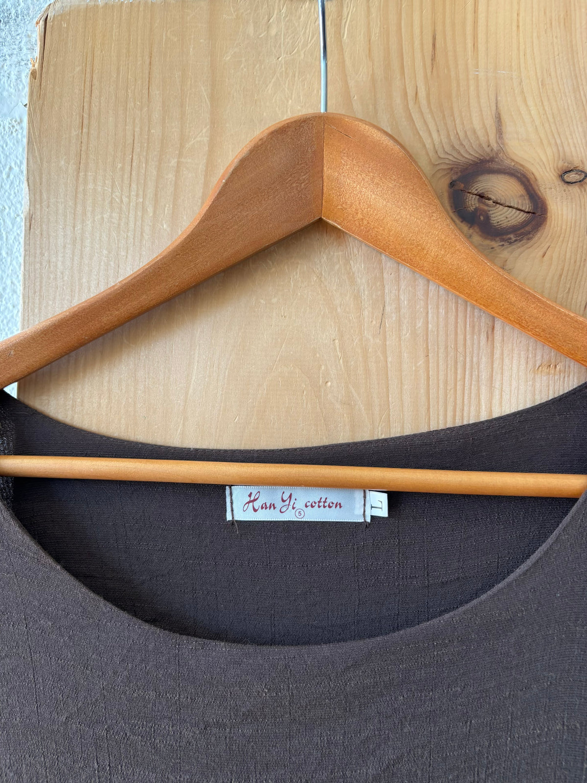 Long Sleeve Brown Tunic Dress : L