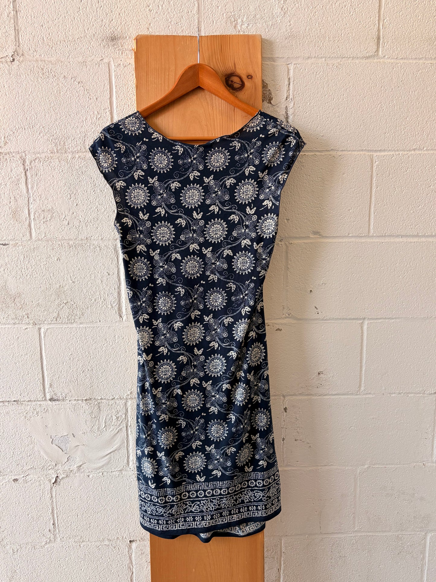 Navy Blue Patterned Dress : M