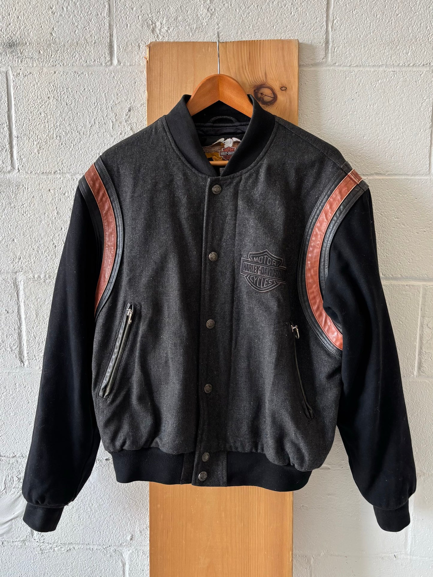 Harley Davidson Leather & Wool Varsity Bomber : M