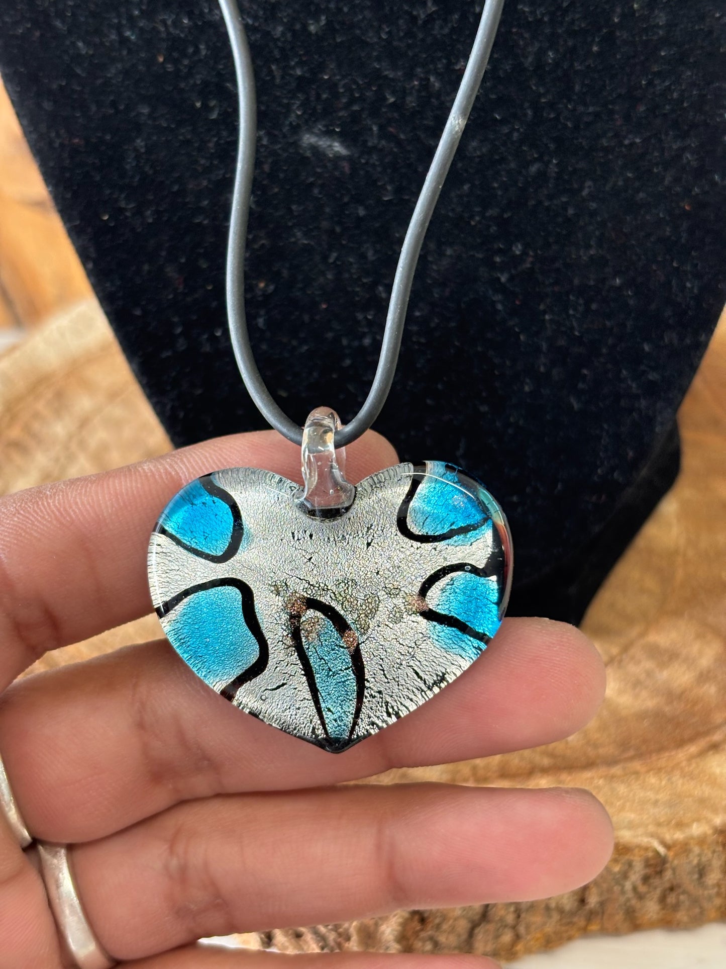 Blue and White Heart Necklace