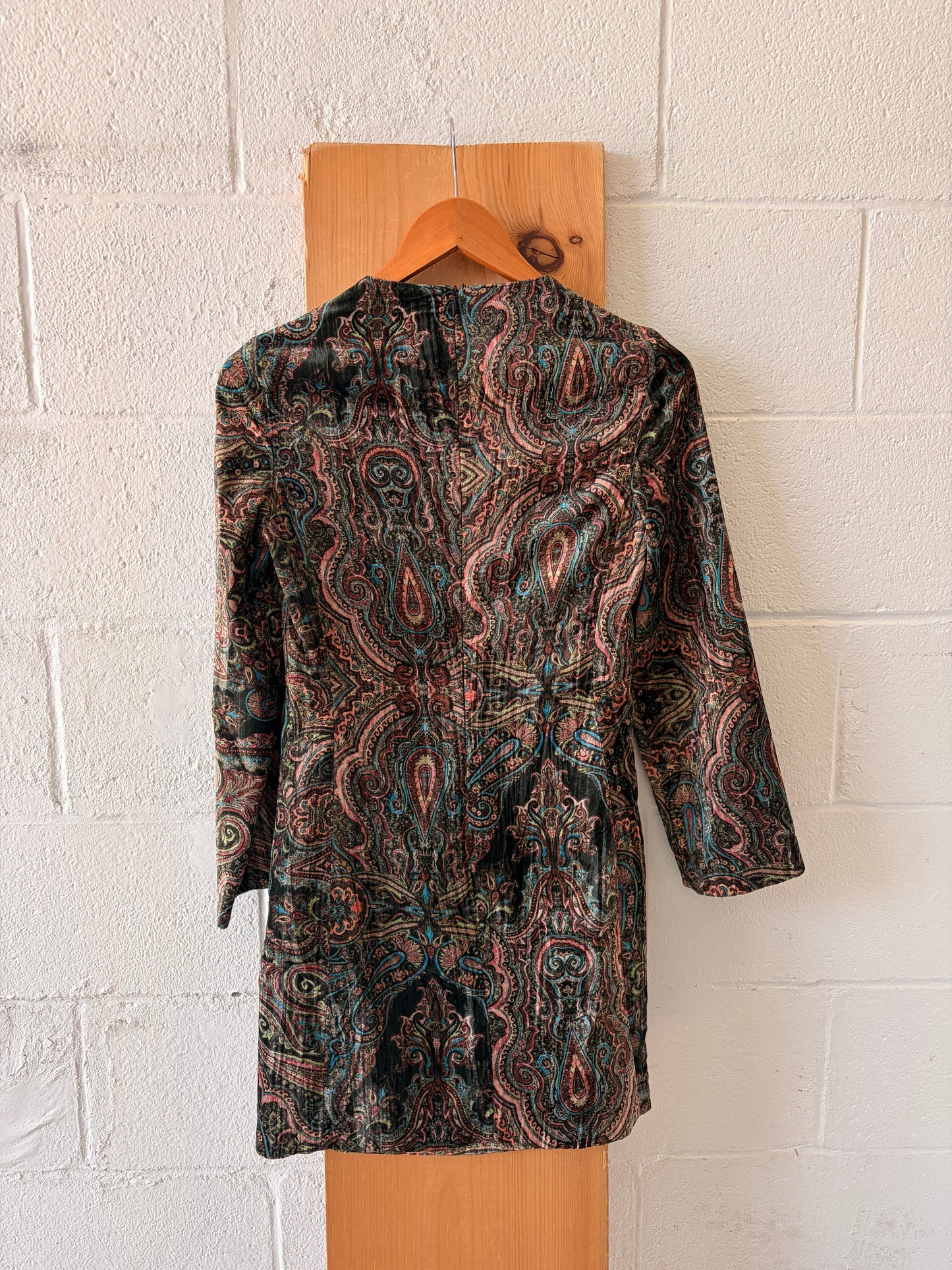 Velvet Green Paisley Dress : S