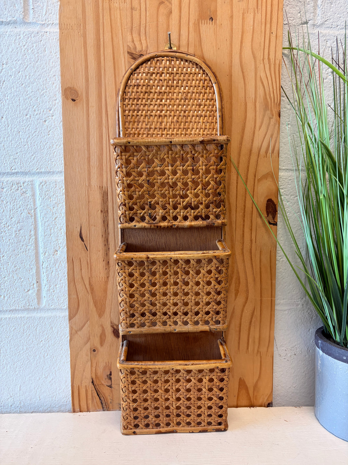 Vtg Wicker Mail Organizer (Local Pick Up Only)