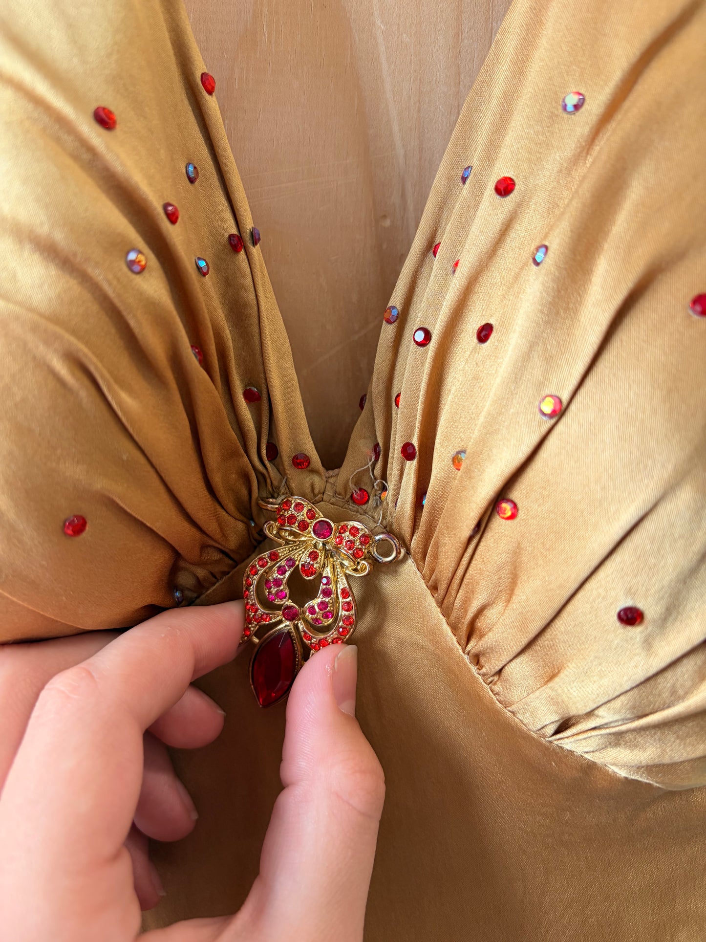 Jovani Golden Silk Beaded Gown : 0 (As Is)