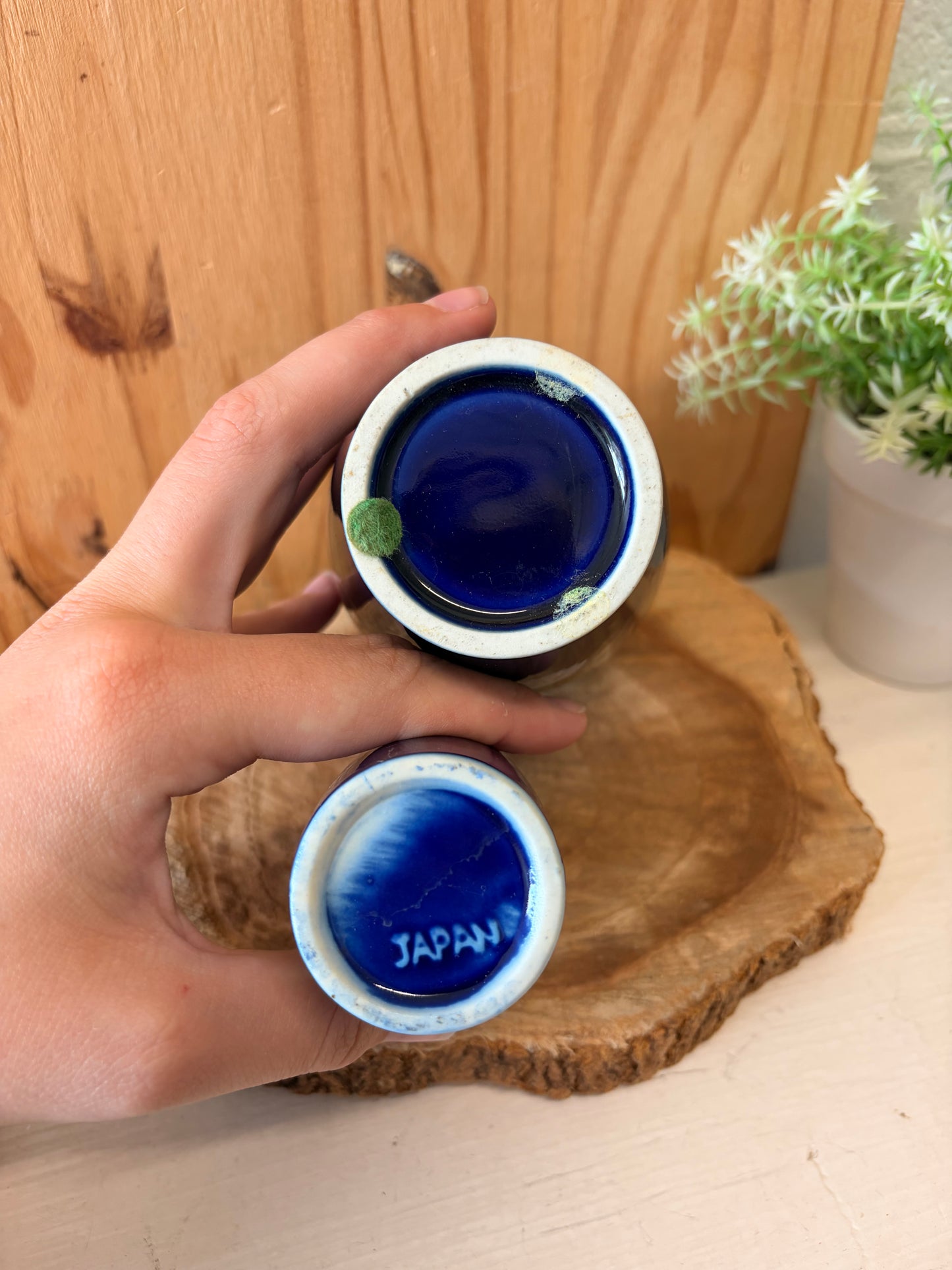 Vtg Cobalt Blue Japanese Floral Bird Kraft Set (Local Pick Up Only)
